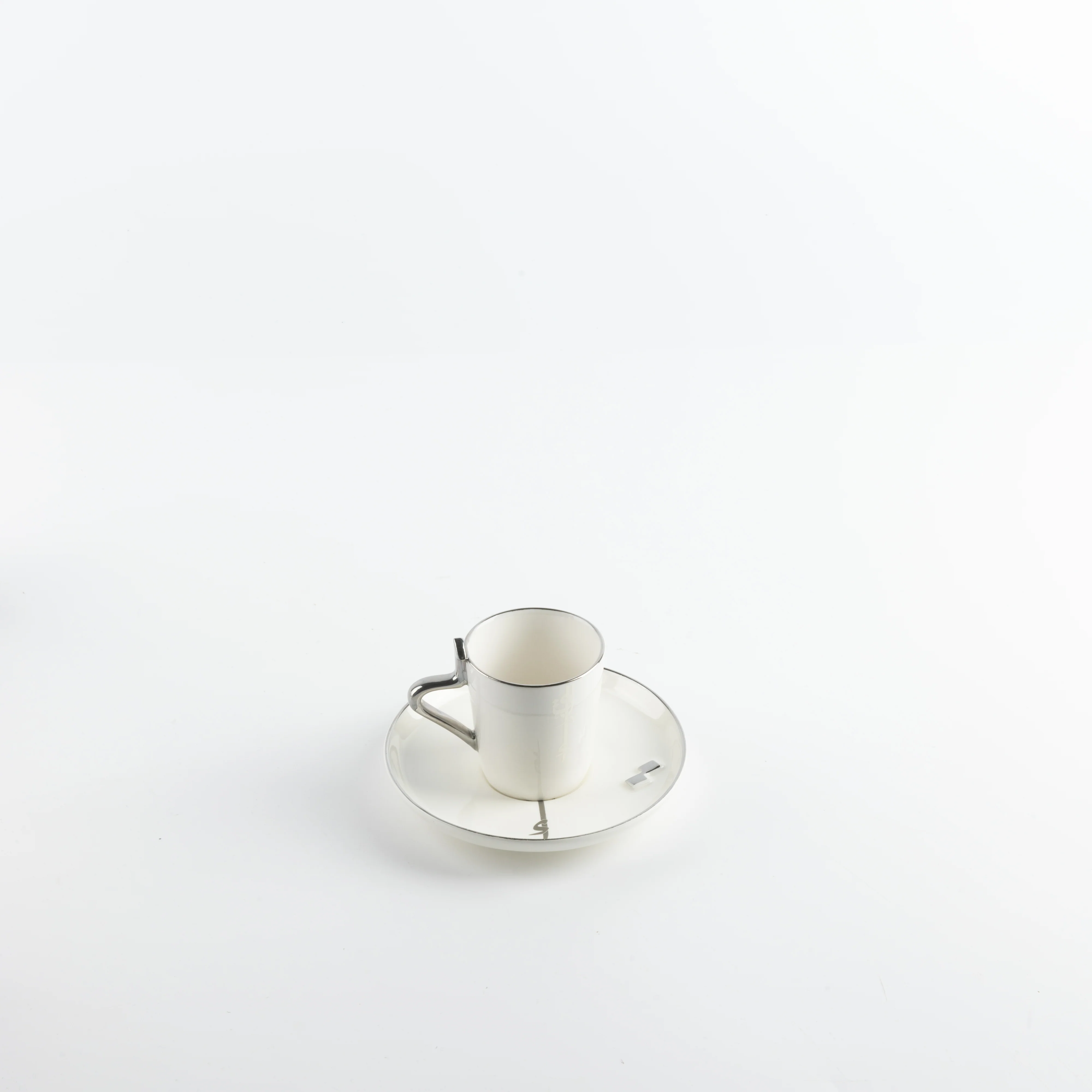 Liqa'a - Espresso/Turkish Coffee Set (12-Pc)- Pearl White & Silver - Image 6