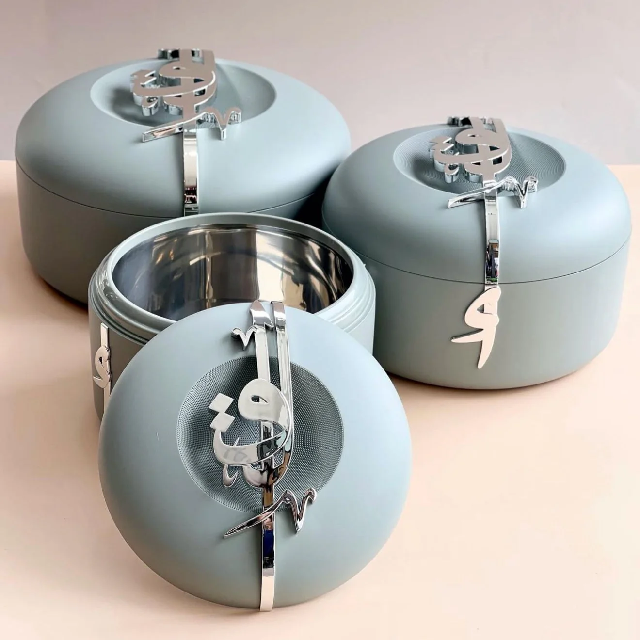 Liqa'a - Food Thermos/ Warm Serv (Set of 3) - Grey & Silver - Image 3
