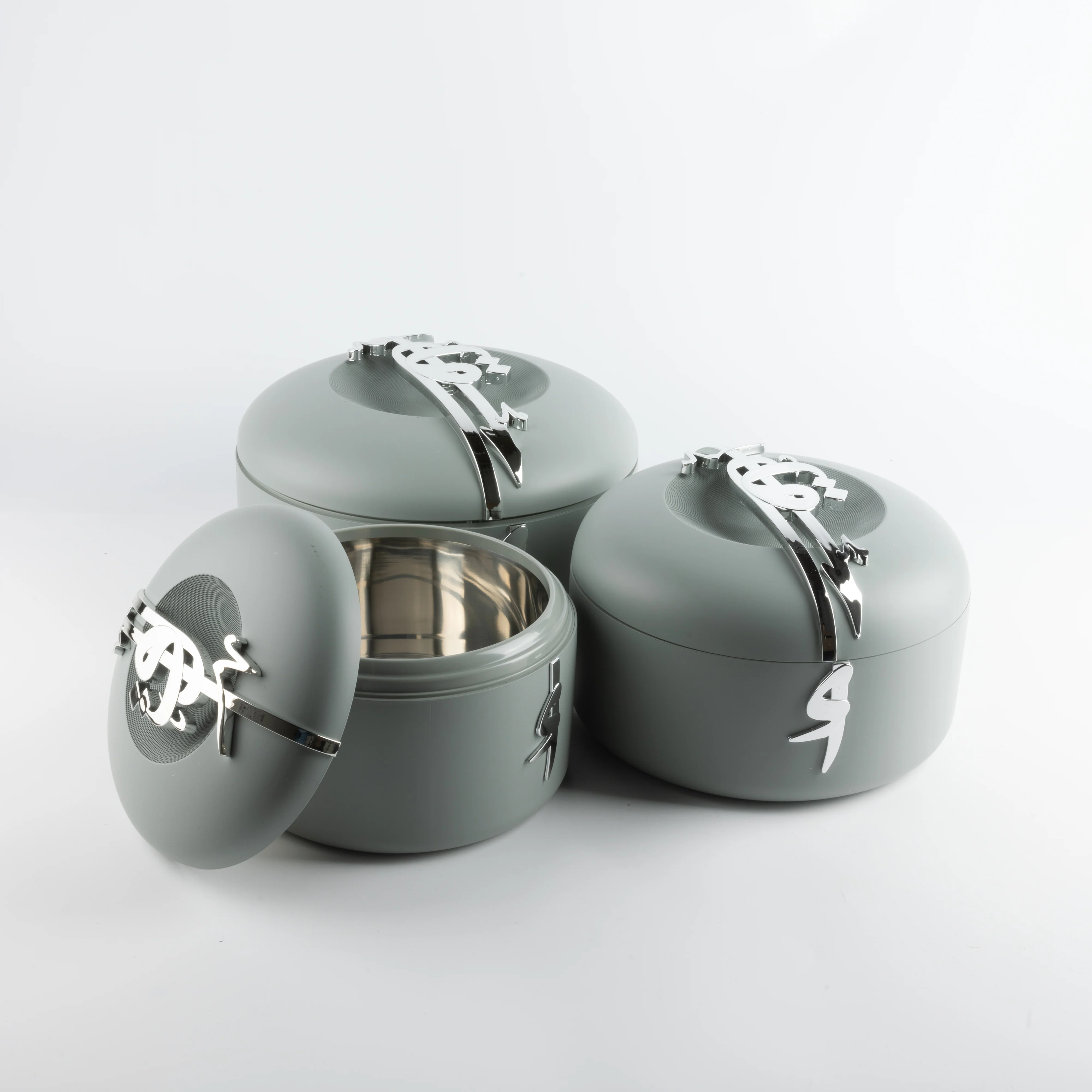 Liqa'a - Food Thermos/ Warm Serv (Set of 3) - Grey & Silver - Image 6