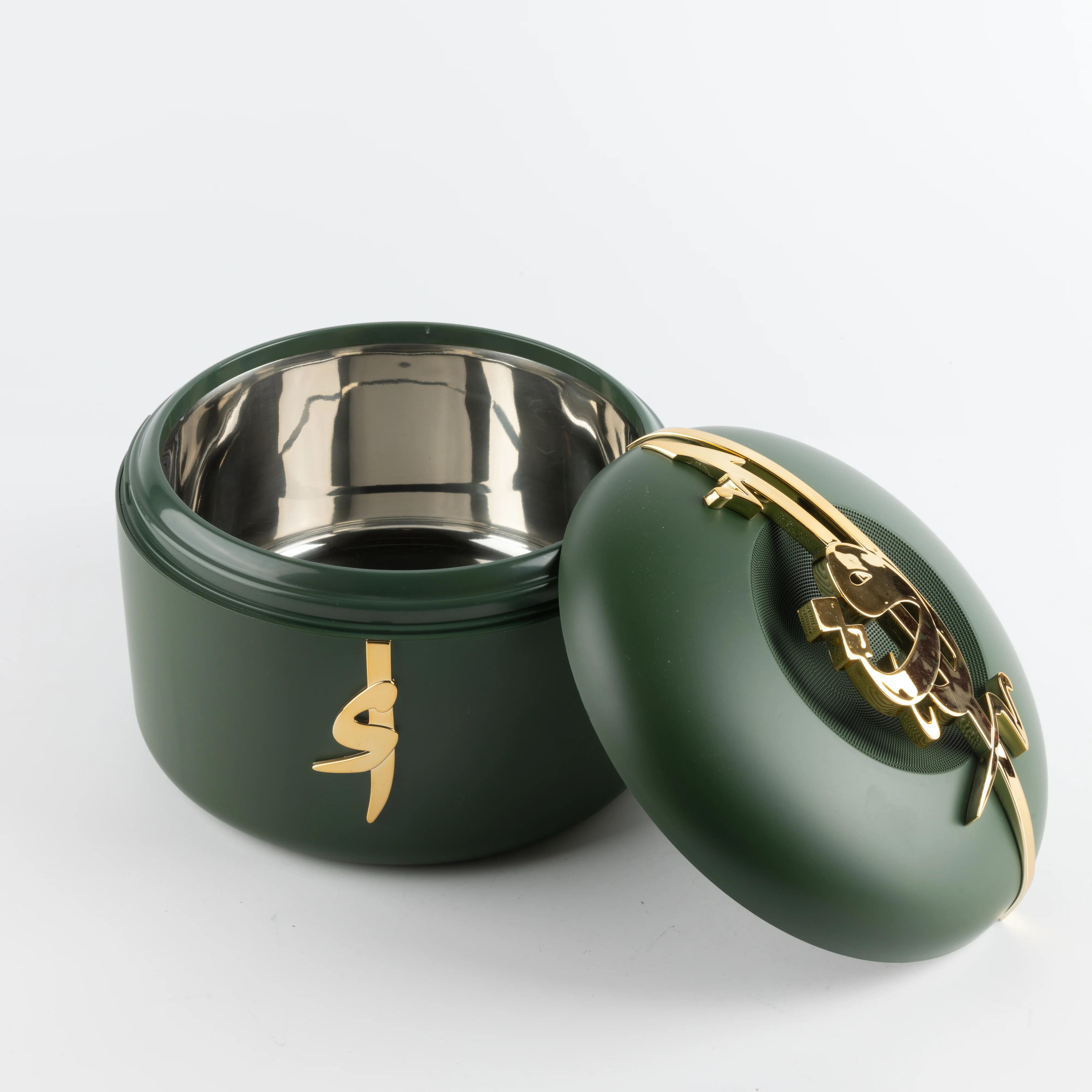 Liqa'a - Food Thermos/ Warm Serv (Set of 3) - Olive Green  & Gold - Image 4