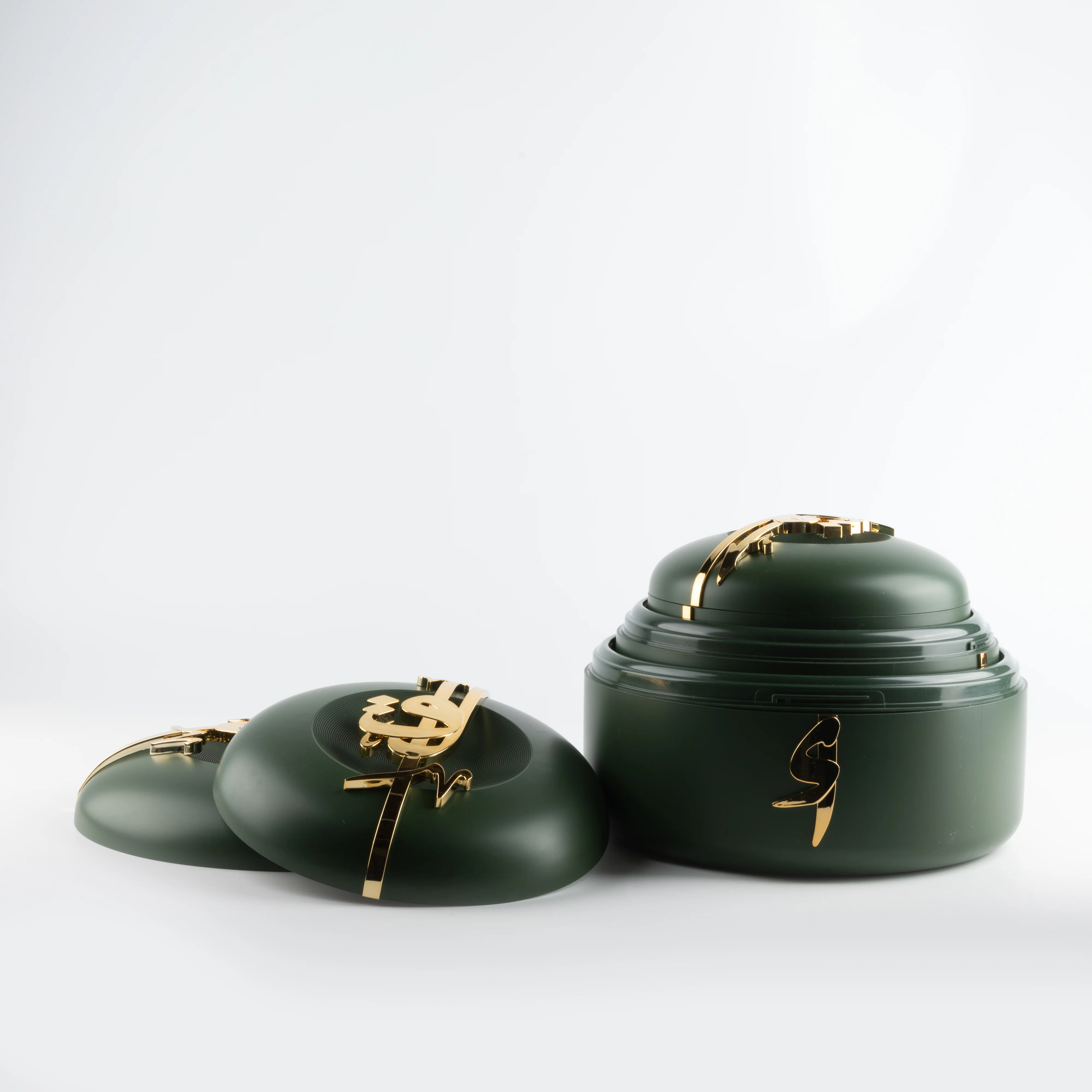 Liqa'a - Food Thermos/ Warm Serv (Set of 3) - Olive Green  & Gold - Image 7