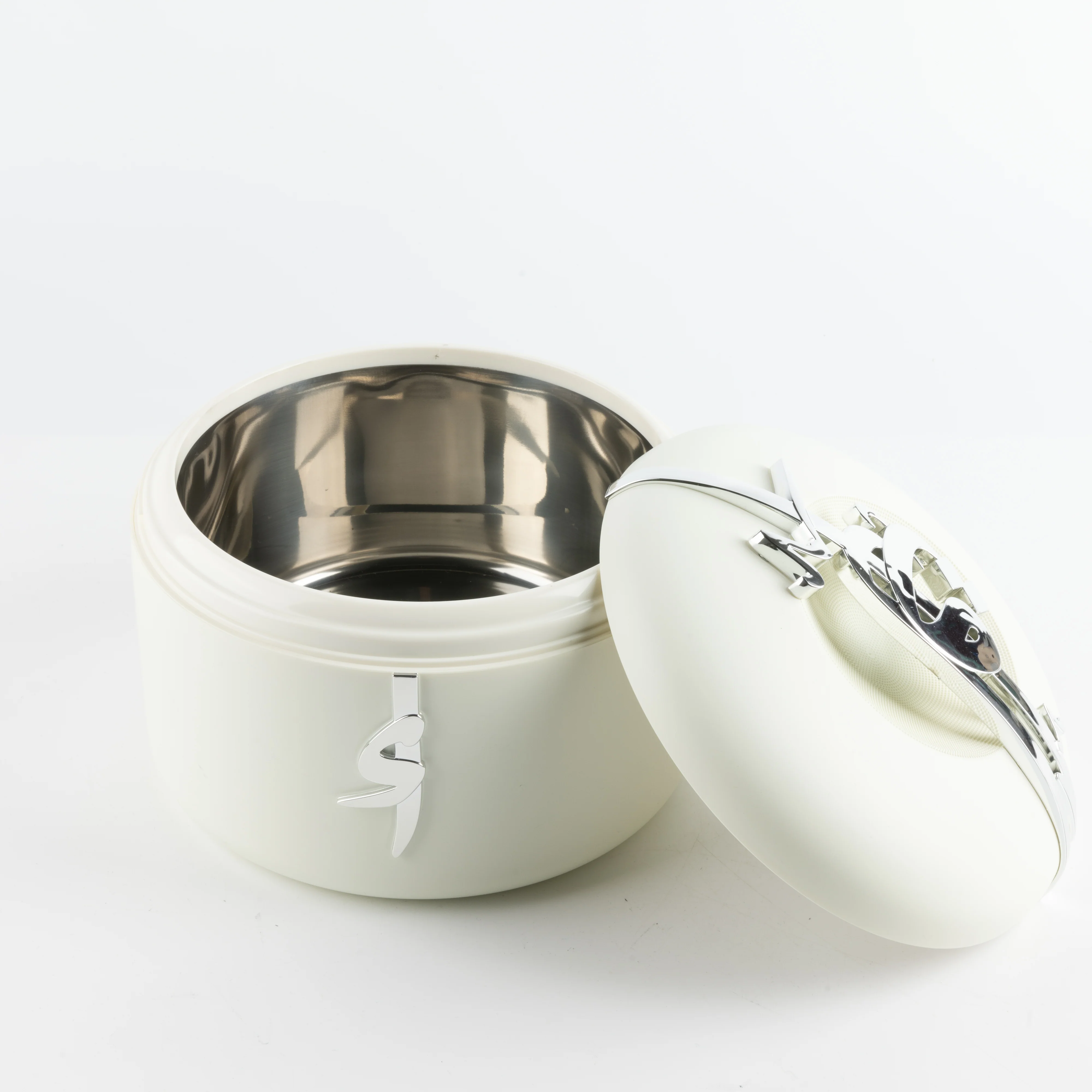 Liqa'a - Food Thermos/ Warm Serv (Set of 3) - Pearl White & Silver - Image 4