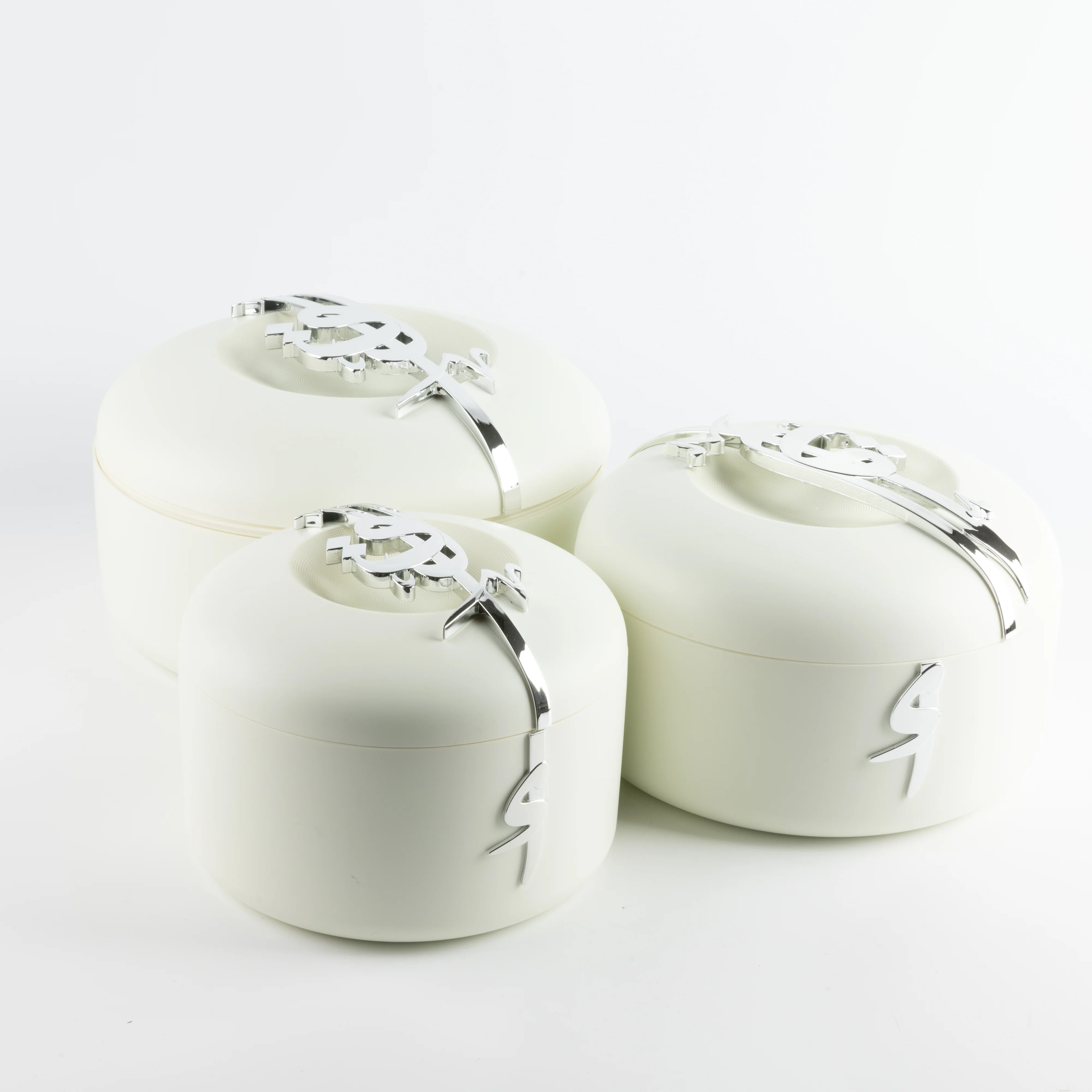 Liqa'a - Food Thermos/ Warm Serv (Set of 3) - Pearl White & Silver - Image 6