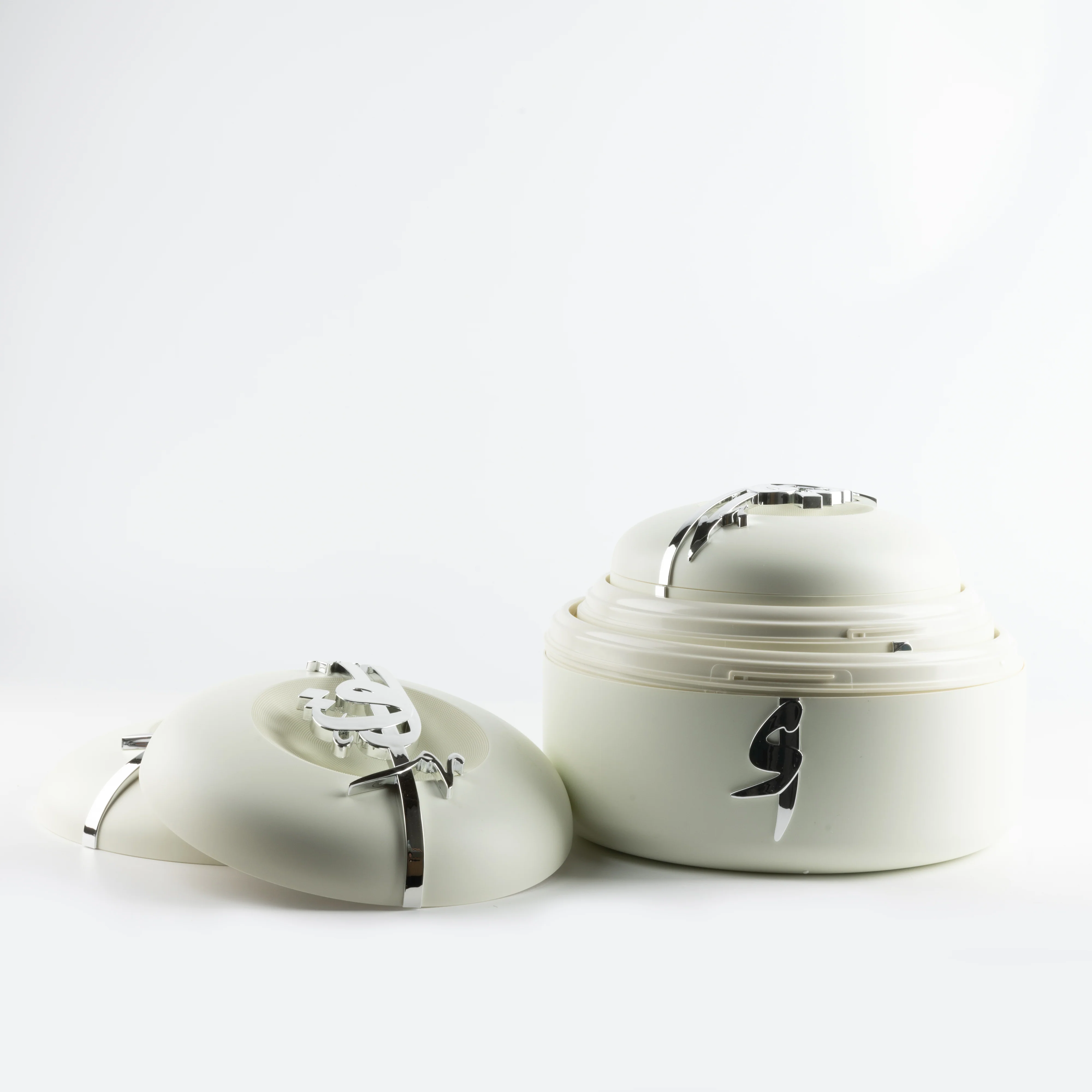 Liqa'a - Food Thermos/ Warm Serv (Set of 3) - Pearl White & Silver - Image 7
