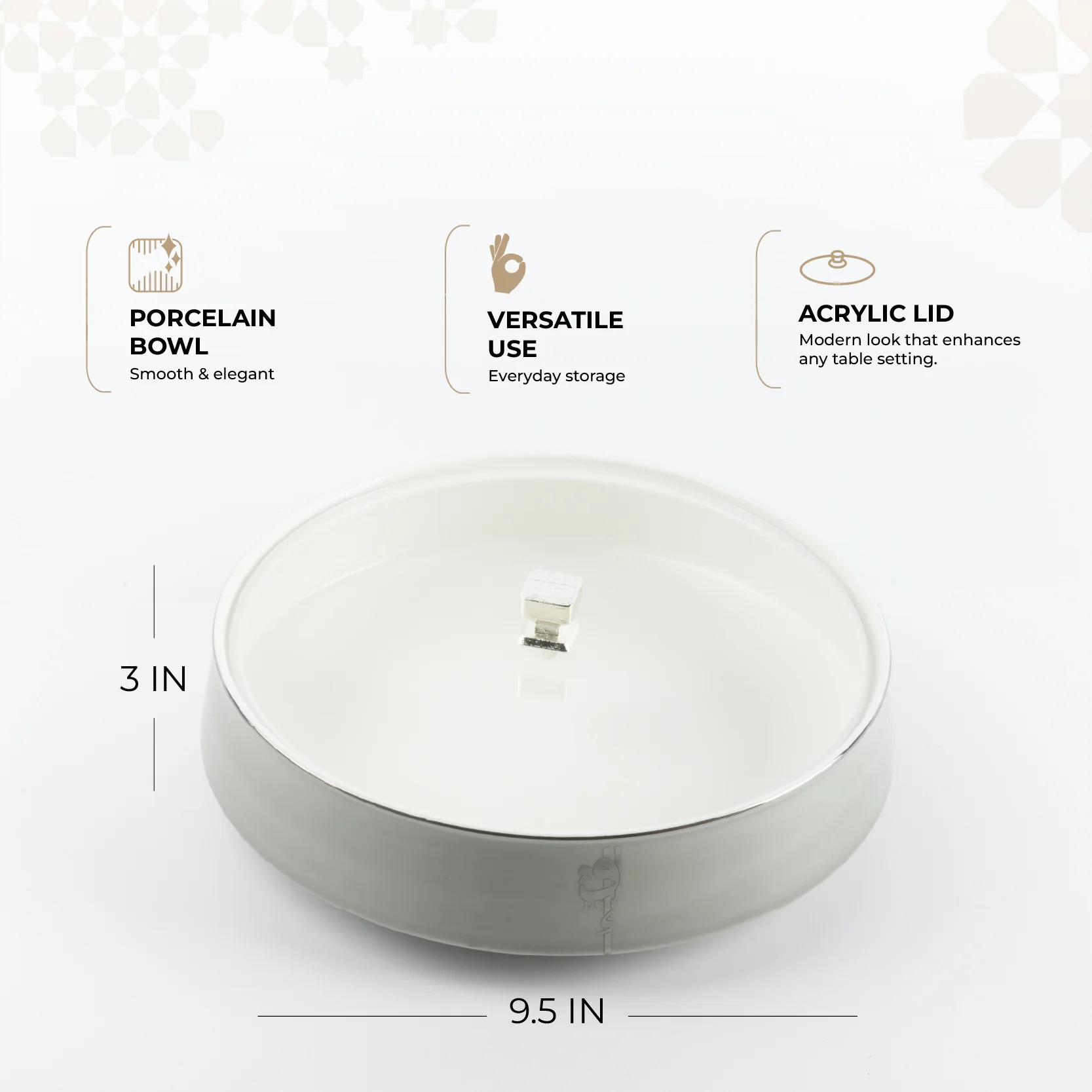 Liqa'a - Large Decorative Canister - Grey & Silver - Image 2
