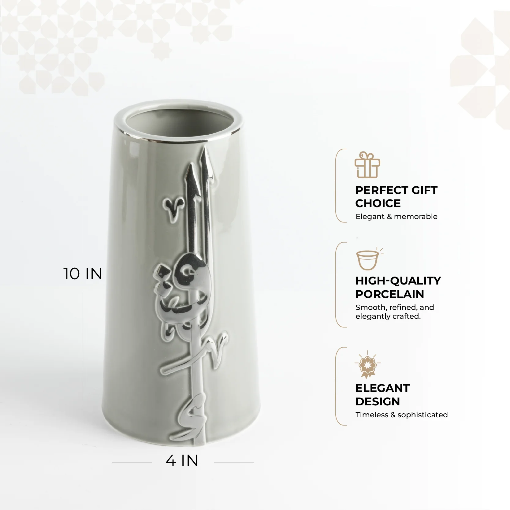 Liqa'a - Large Decorative Vase - Grey & Silver - Image 3