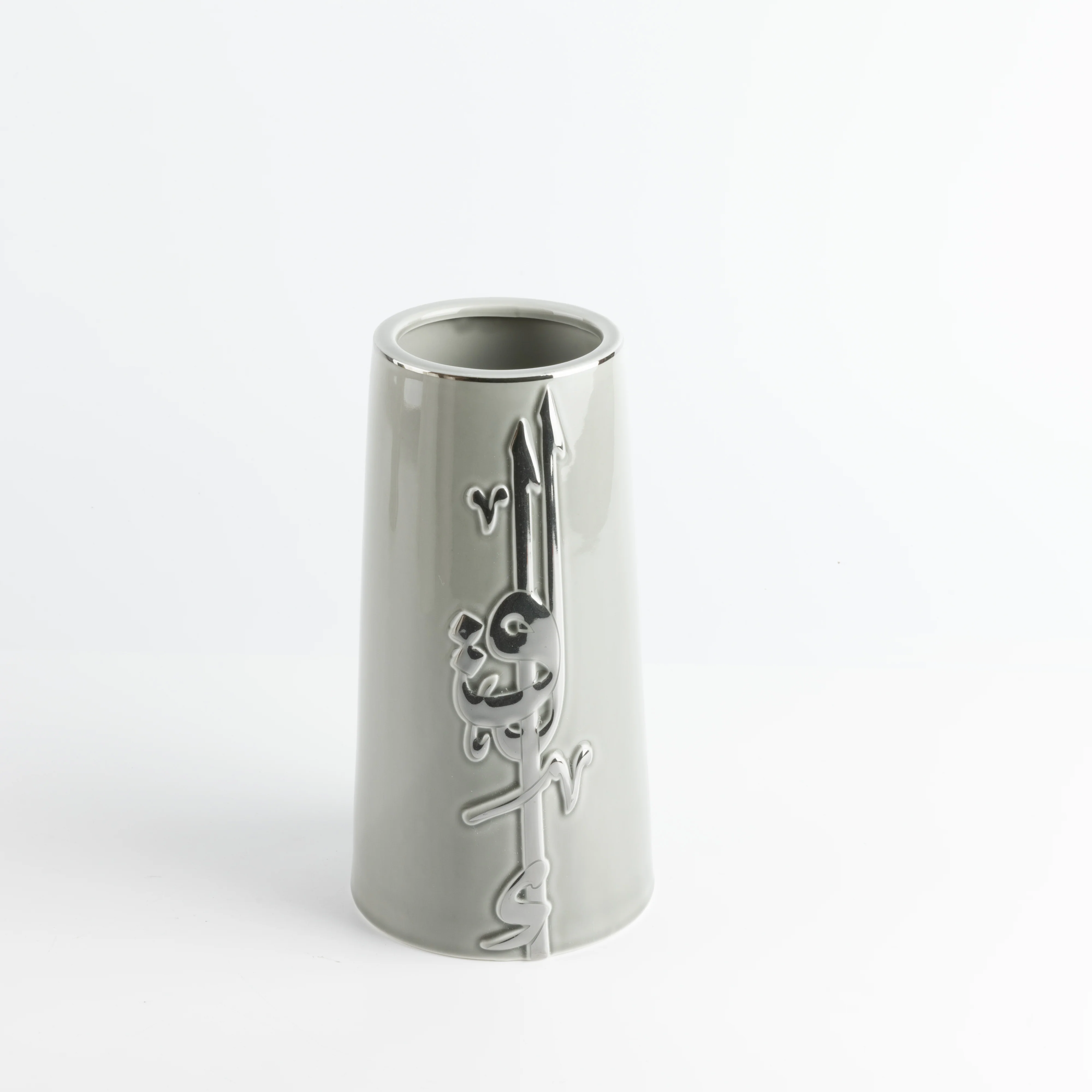 Liqa'a - Large Decorative Vase - Grey & Silver - Image 5