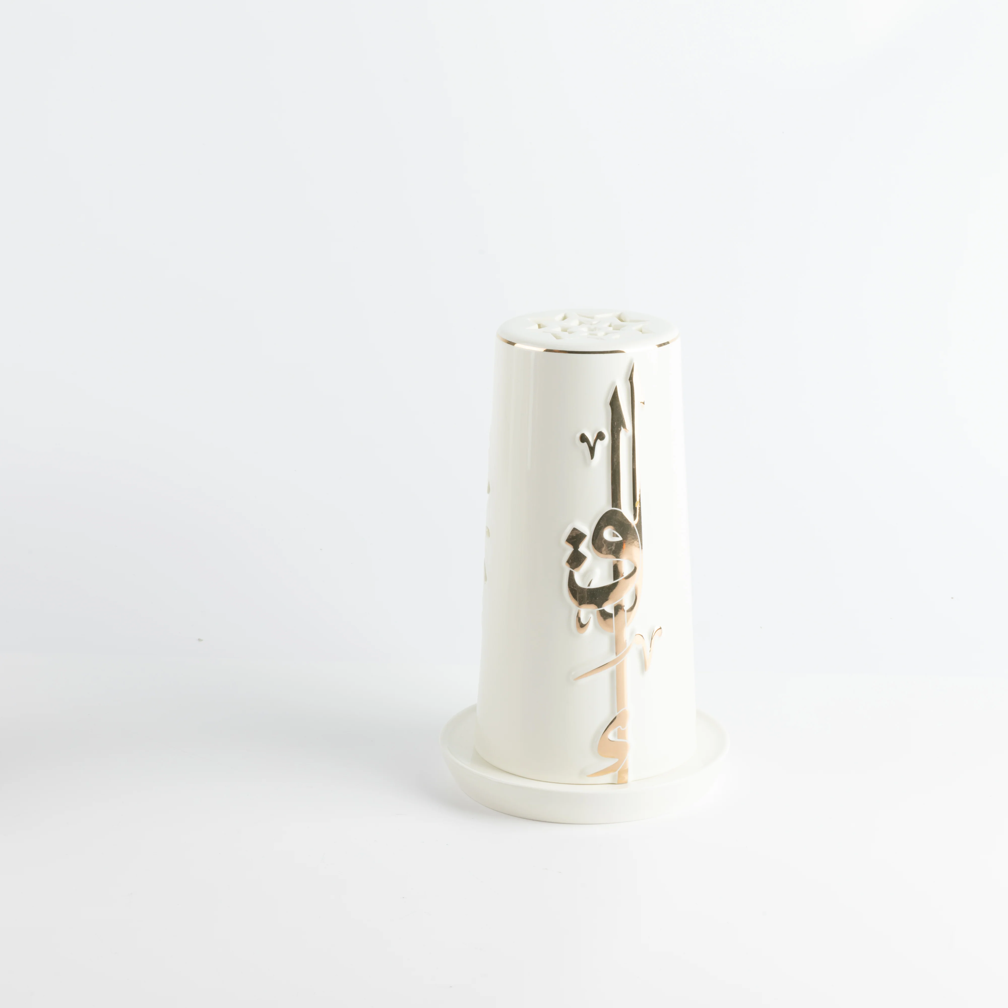 Liqa'a - Large Lantern Candle Holder - Pearl White & Gold - Image 4