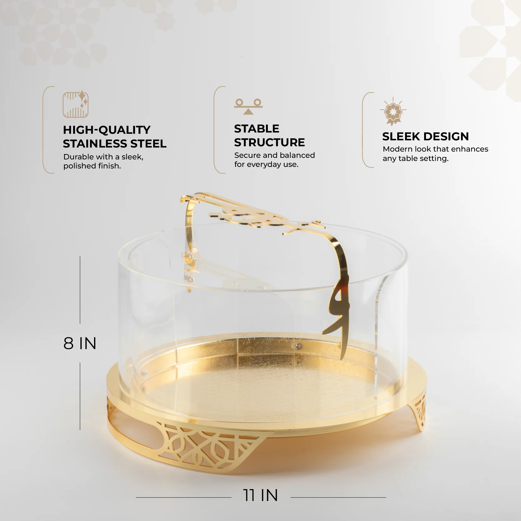 Liqa'a - Large Sleek Plate Stand - Gold - Image 3