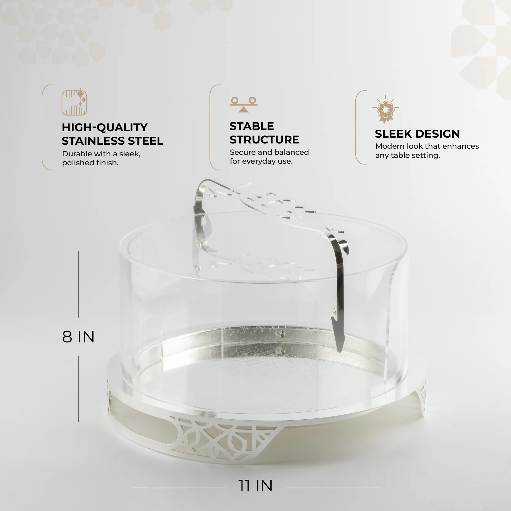 Liqa'a - Large Sleek Plate Stand - Silver - Image 3