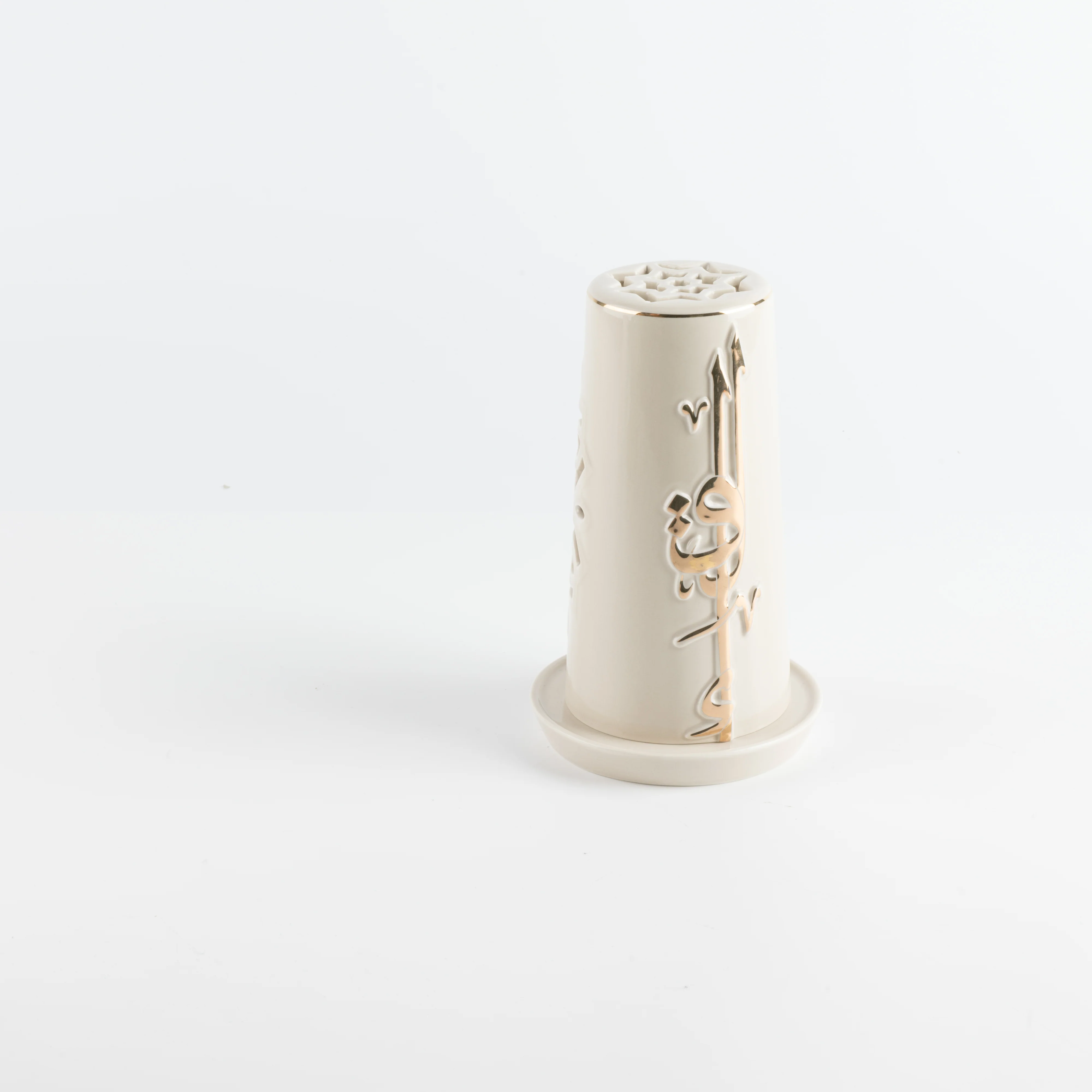 Liqa'a -  Small Lantern Candle Holder  - Beige & Gold - Image 5