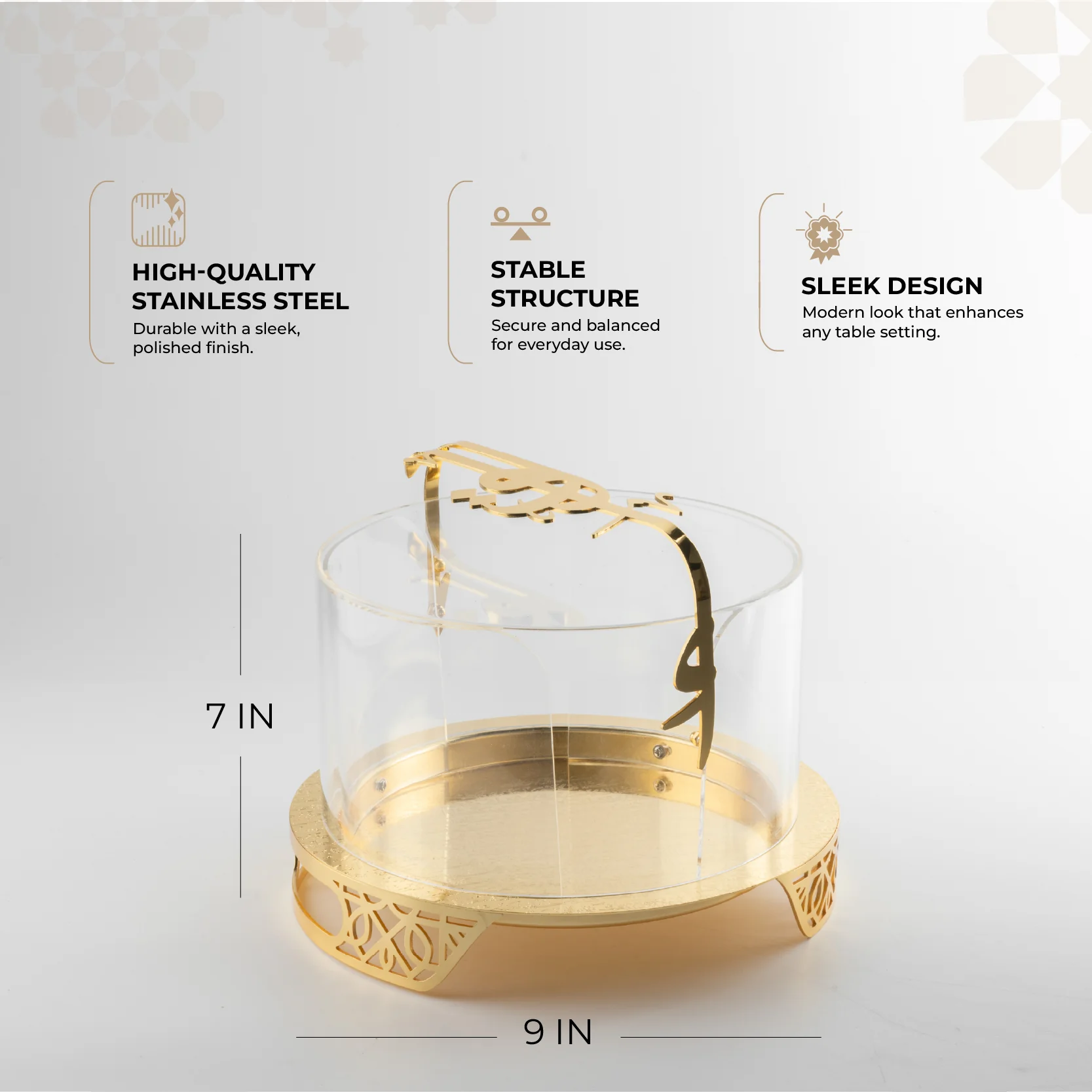 Liqa'a - Small Sleek Plate Stand - Gold - Image 3
