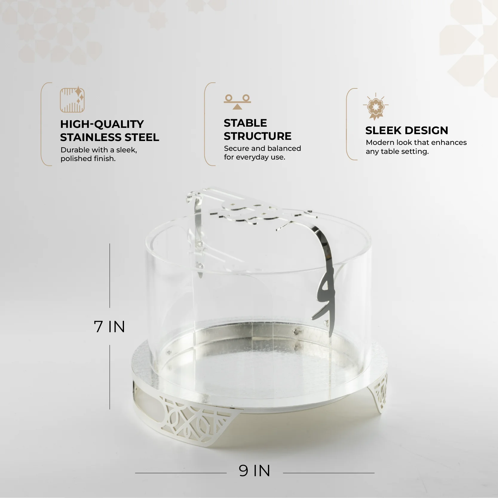 Liqa'a - Small Sleek Plate Stand - Silver - Image 3