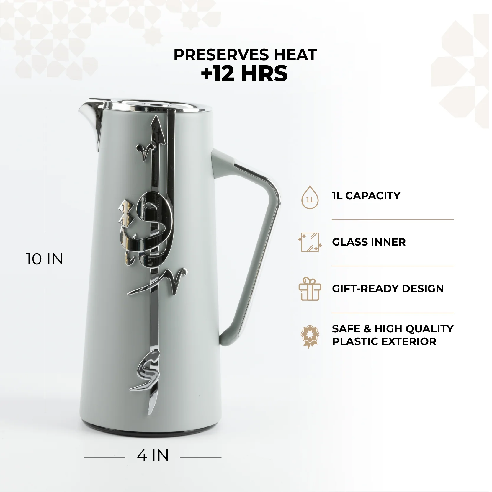 Liqa'a - Vacuum Flask / Thermos - Grey & Silver - Image 4