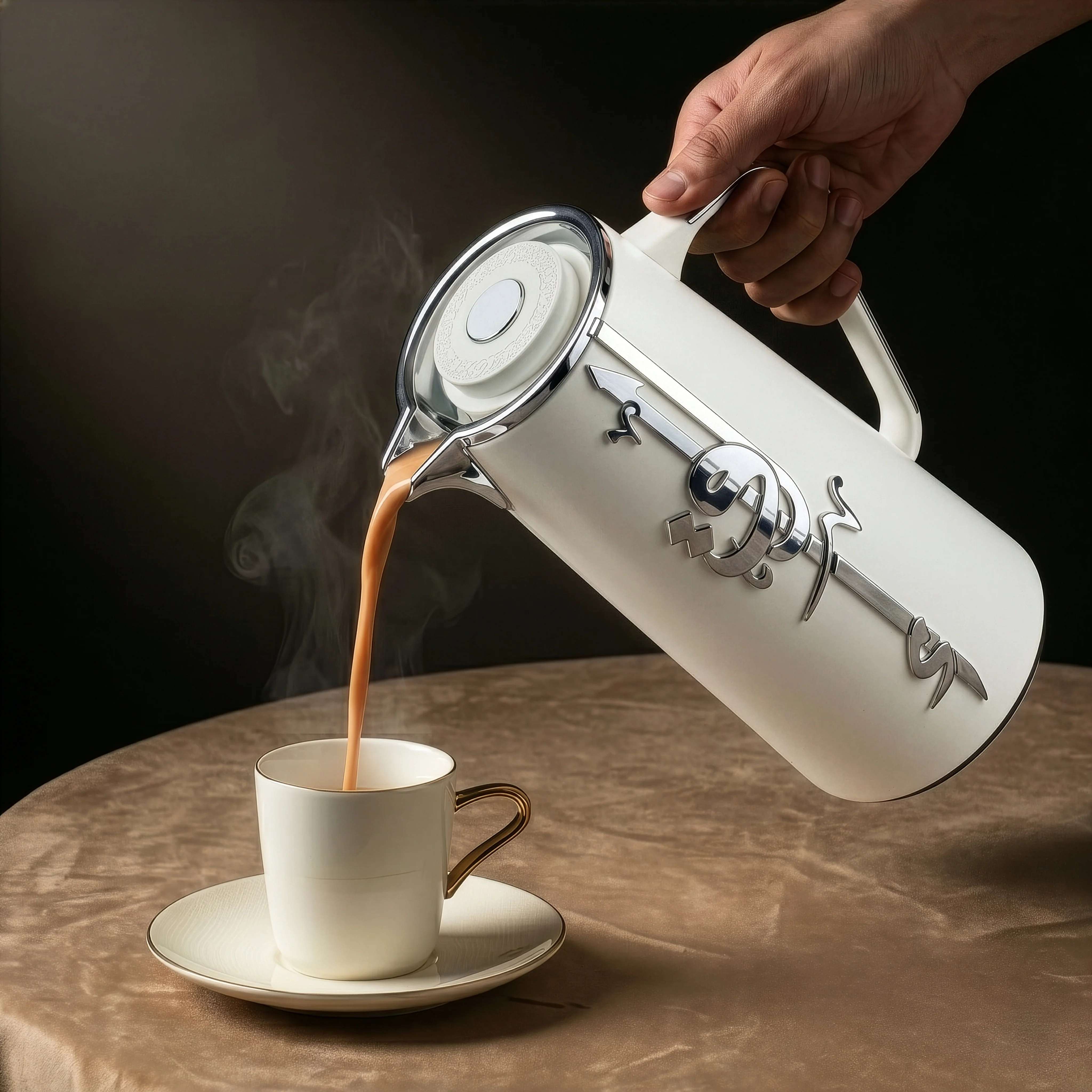 Liqa'a - Vacuum Flask / Thermos - Pearl White & Silver - Image 3