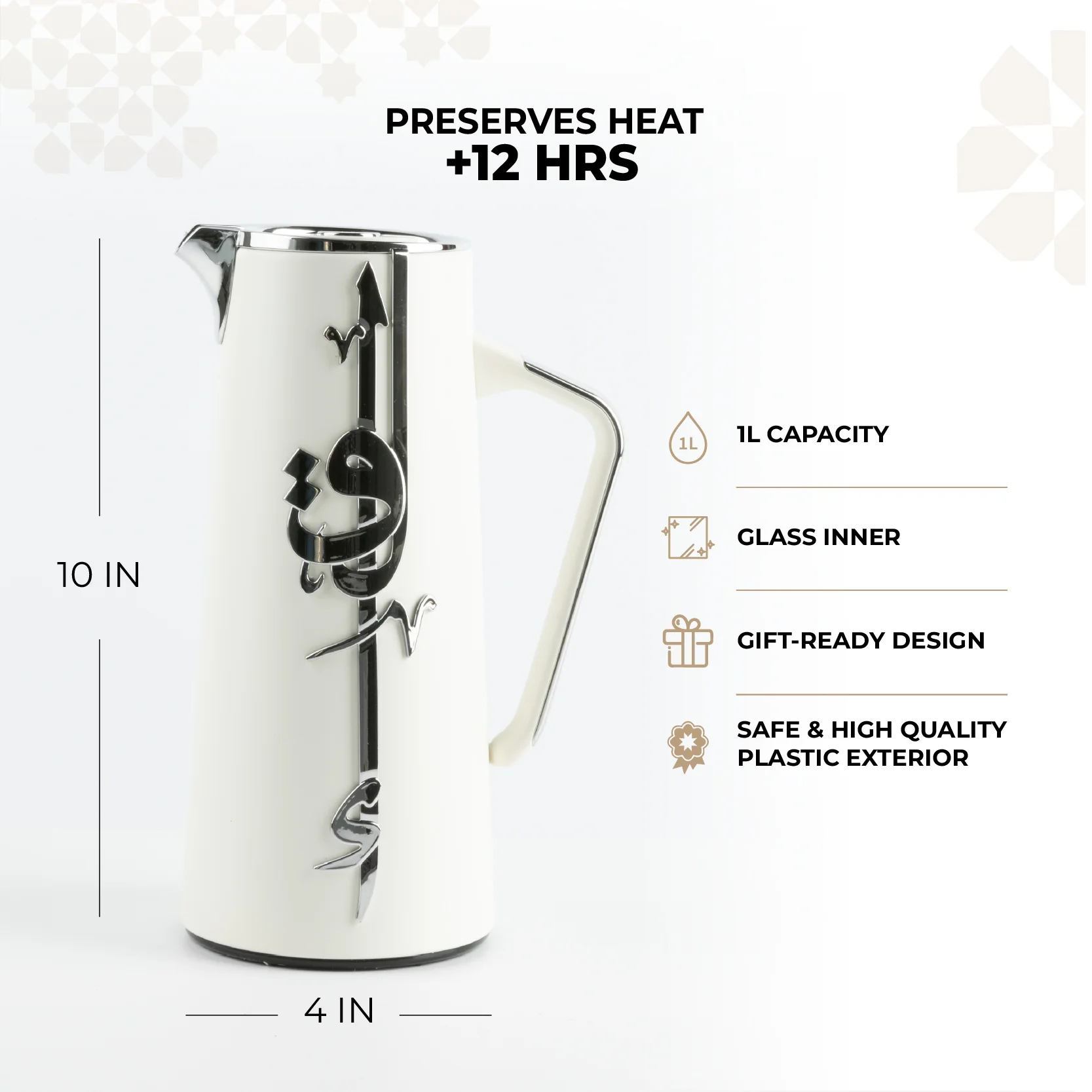 Liqa'a - Vacuum Flask / Thermos - Pearl White & Silver - Image 4