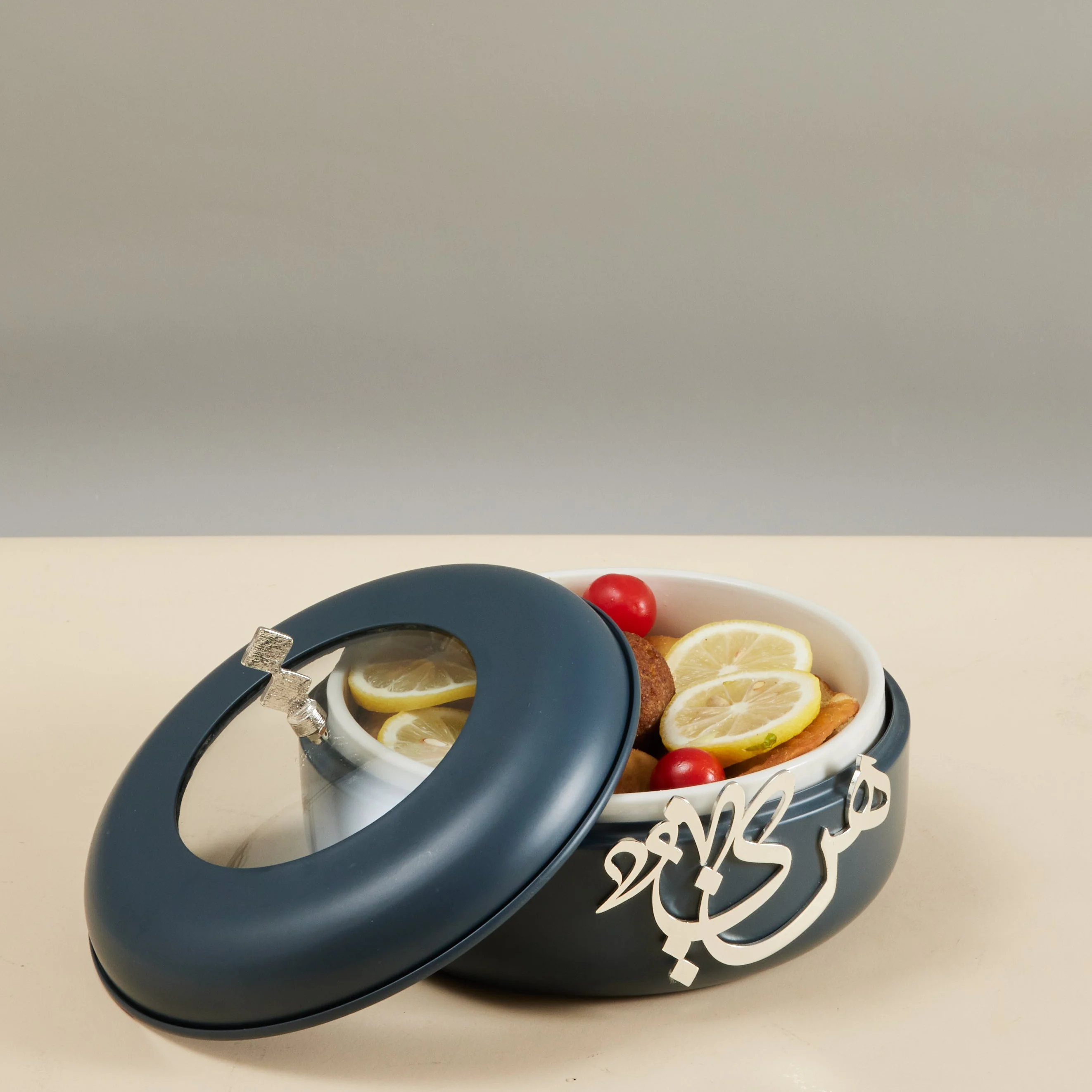 Luxury Diwan – Double Buffet Serve Dark blue & Silver - Image 3