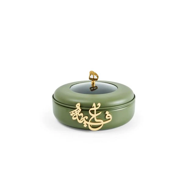 Luxury Diwan - Medium Buffet Server- Olive Green & Gold - Image 3