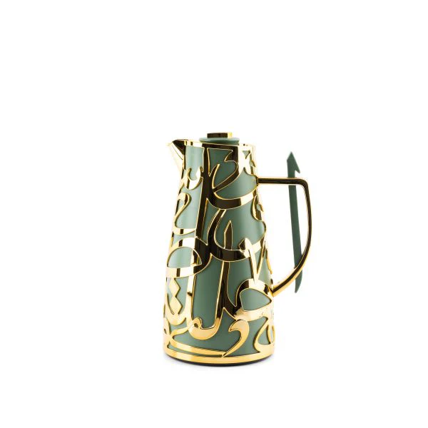Luxury Diwan - Vacuum Flask  - Olive Green & Gold - Image 2