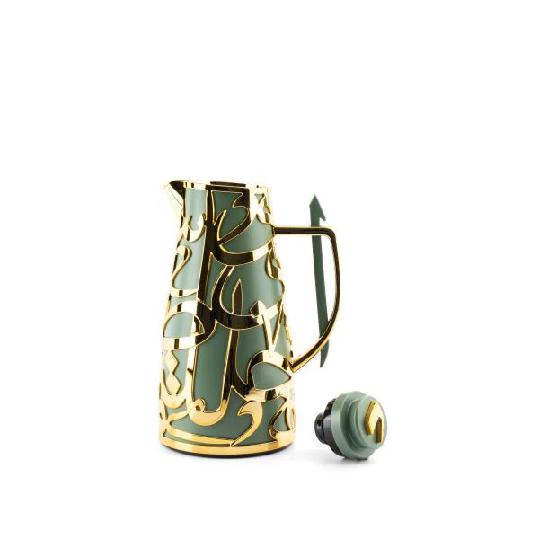 Luxury Diwan - Vacuum Flask  - Olive Green & Gold - Image 3