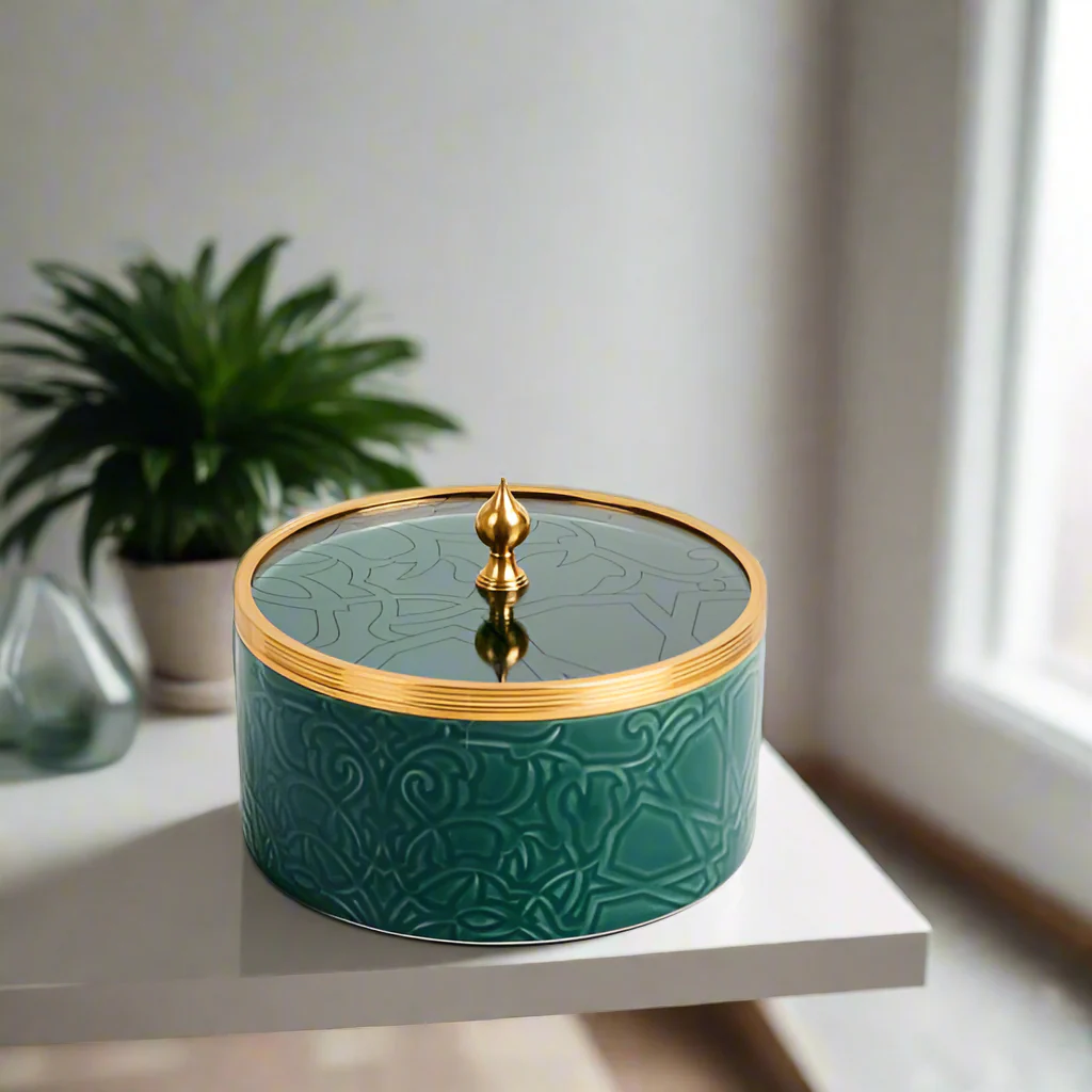 Luxury Majlis - Large Canister - Green & Gold