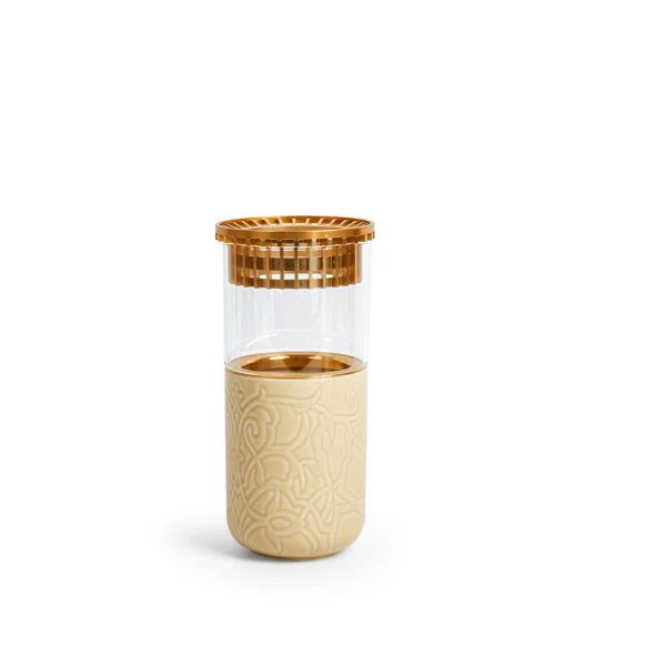 Luxury Majlis - Medium Decorative Vase - Beige & Gold - Image 3
