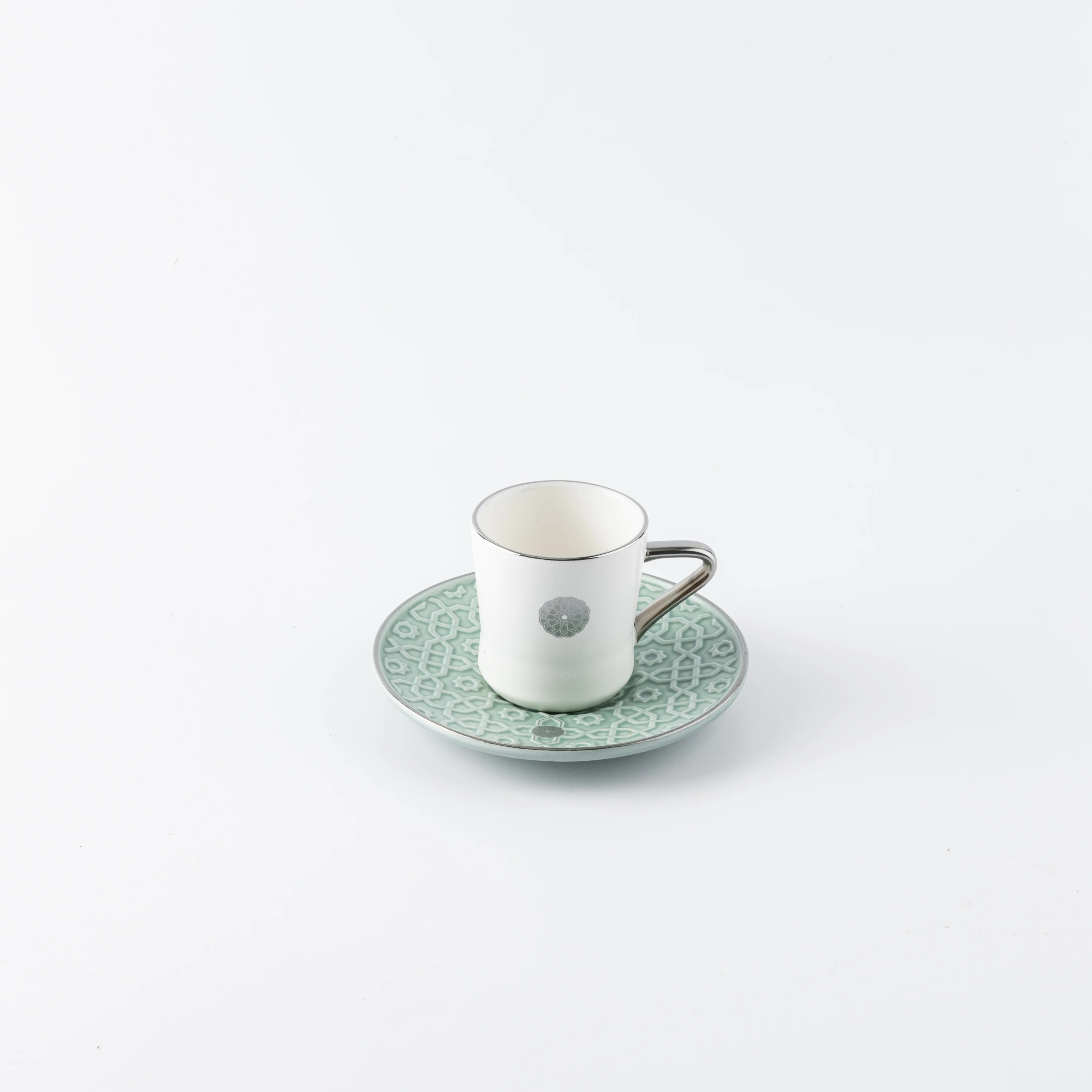Luxury Rosette Coffee Duo (Set of 2)-Baby blue & Silver - Image 3