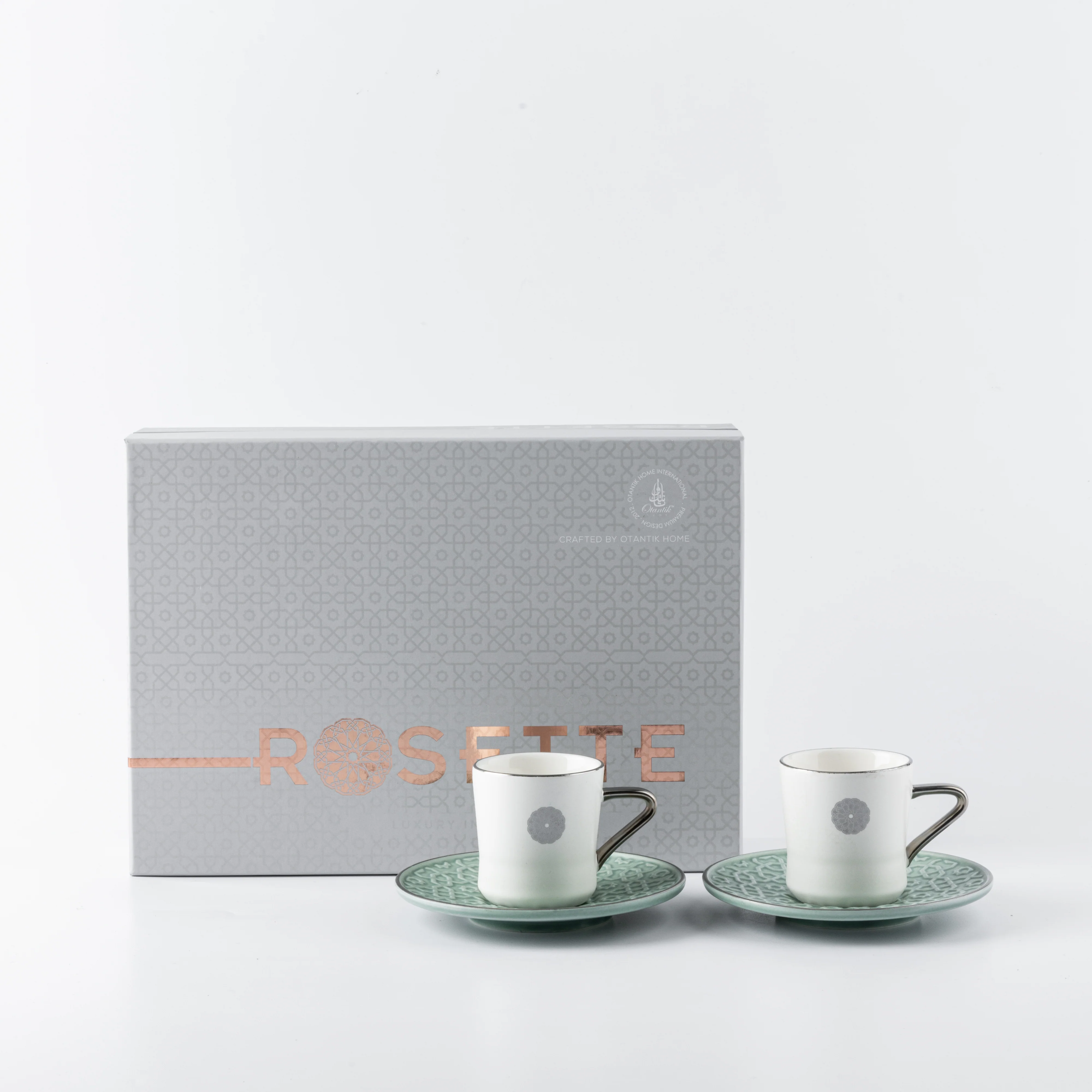 Luxury Rosette Coffee Duo (Set of 2)-Baby blue & Silver - Image 5