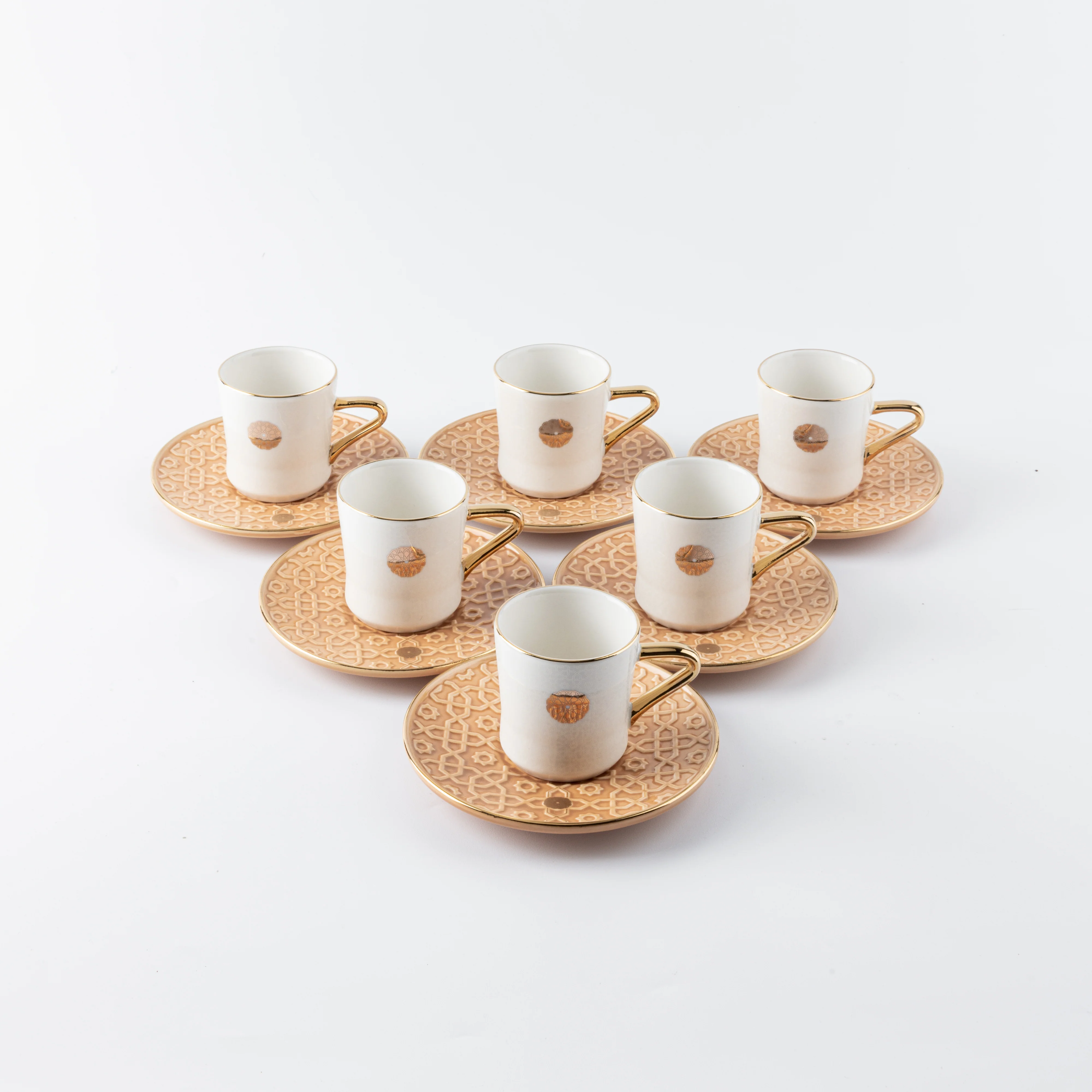 Luxury Rosette Coffee Duo (Set of 2)-Orange & Gold - Image 4