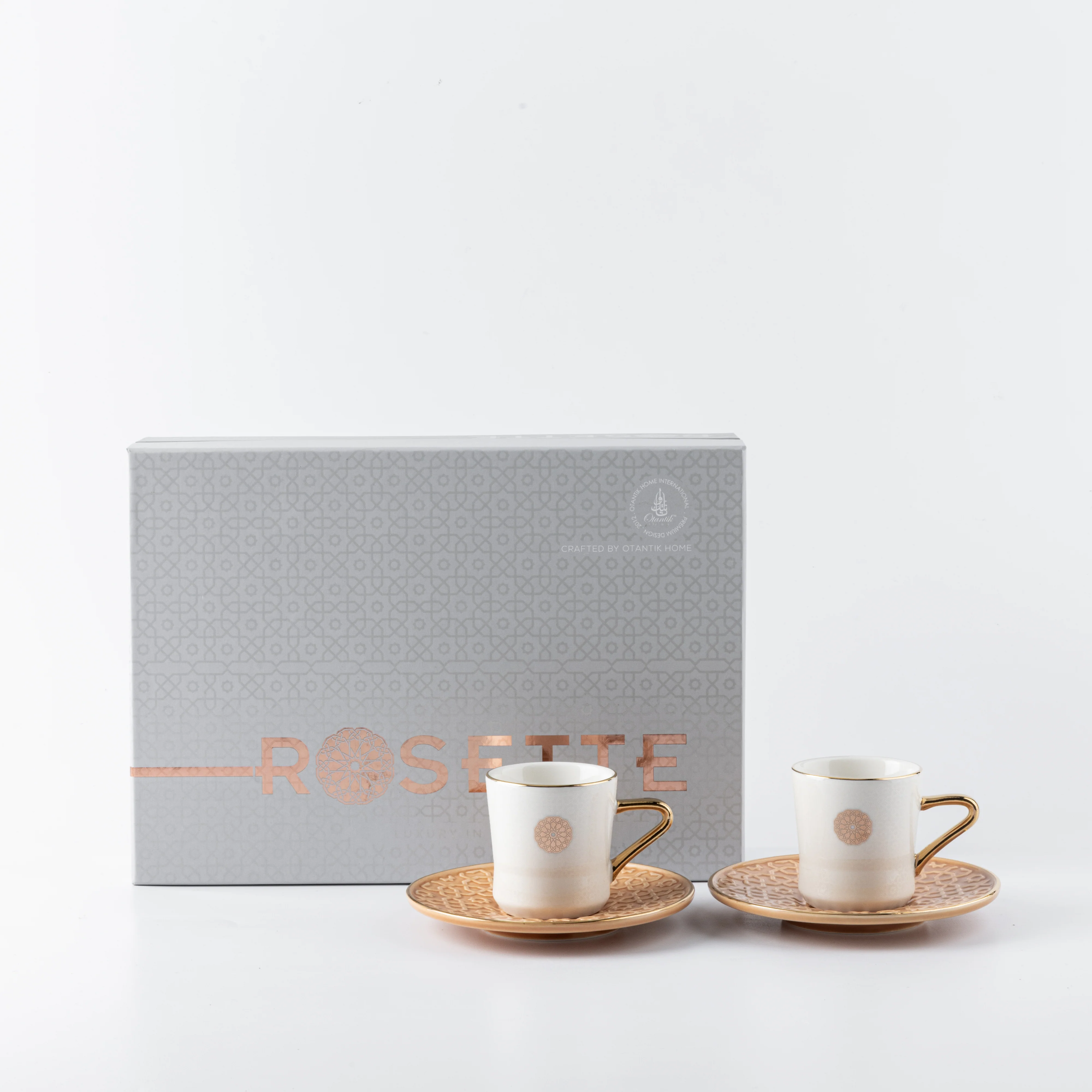 Luxury Rosette Coffee Duo (Set of 2)-Orange & Gold - Image 5