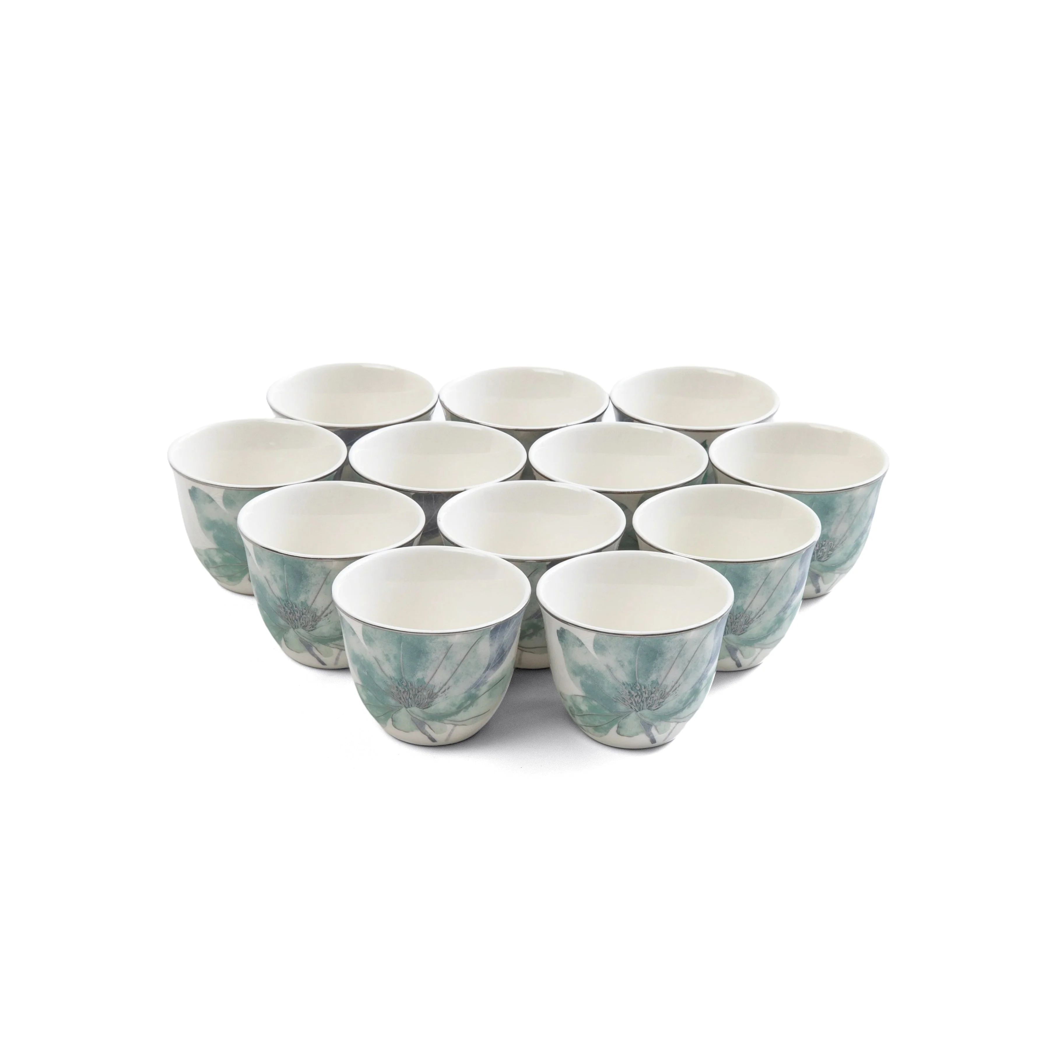 Marisella - Arabic Coffee Cups Set (12-Pc) - Blue & Silver - Image 2
