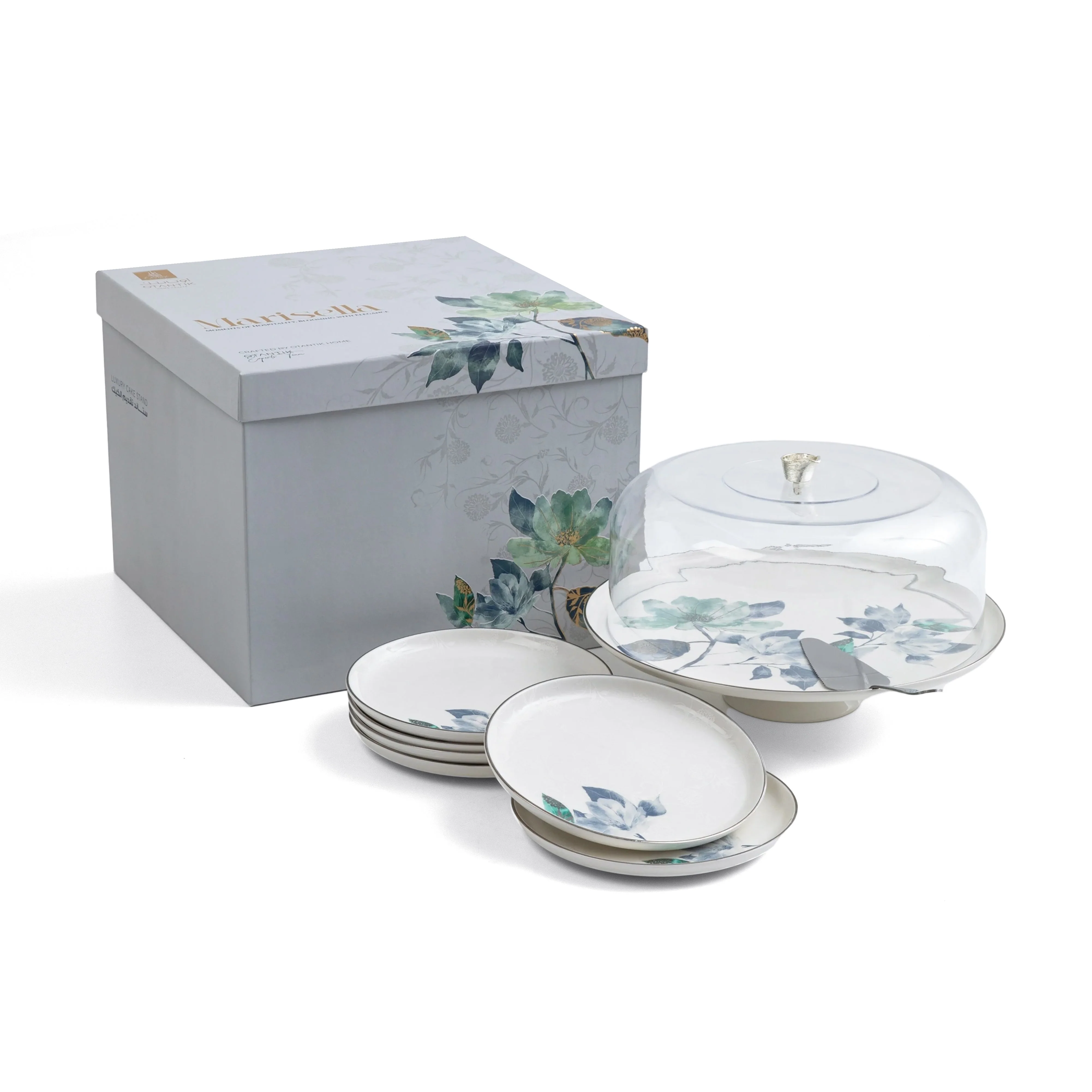 Marisella - Cake Set (9-Pc) - Blue & Silver - Image 6