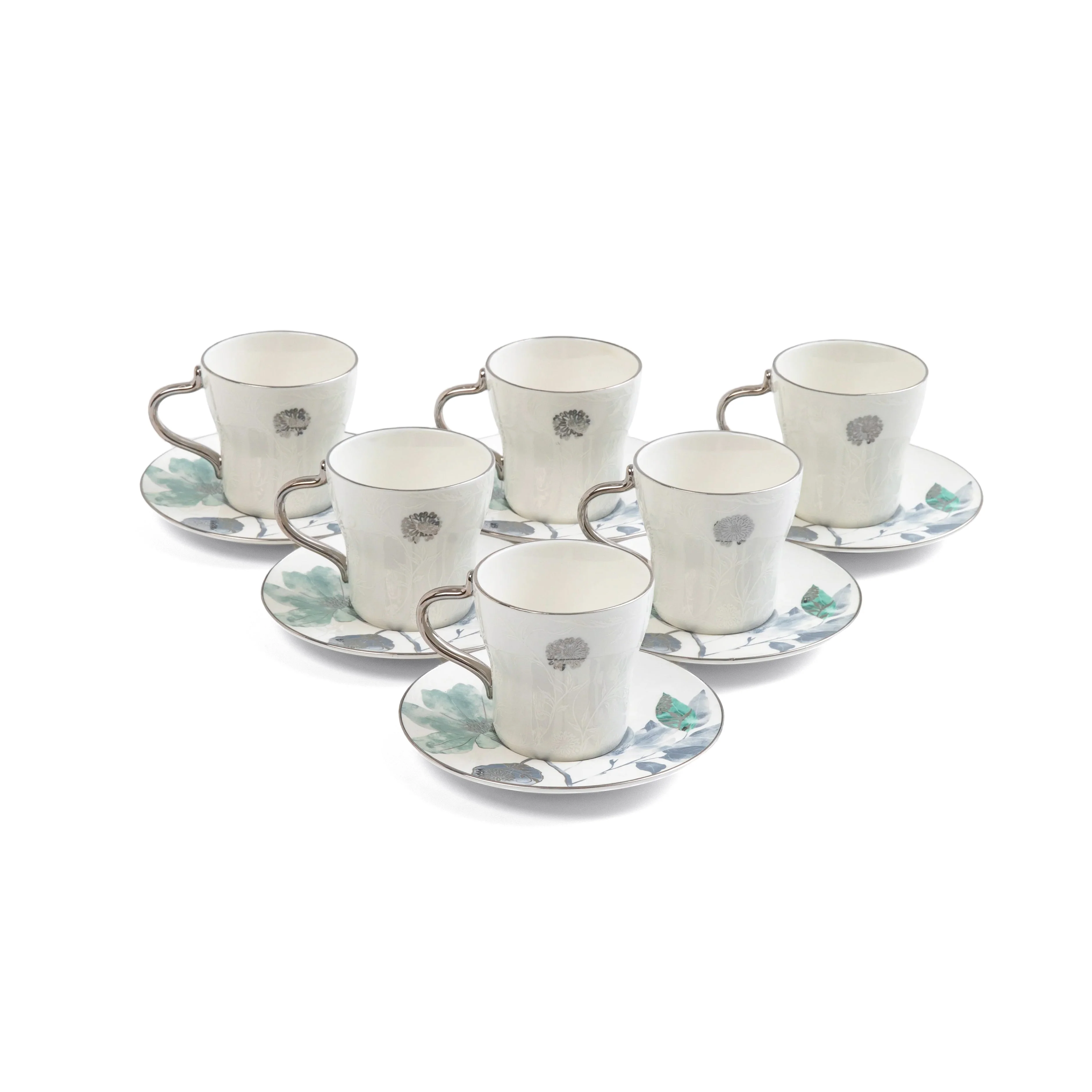Marisella - Cappuccino Set (12-Pc) - Blue & Silver - Image 3