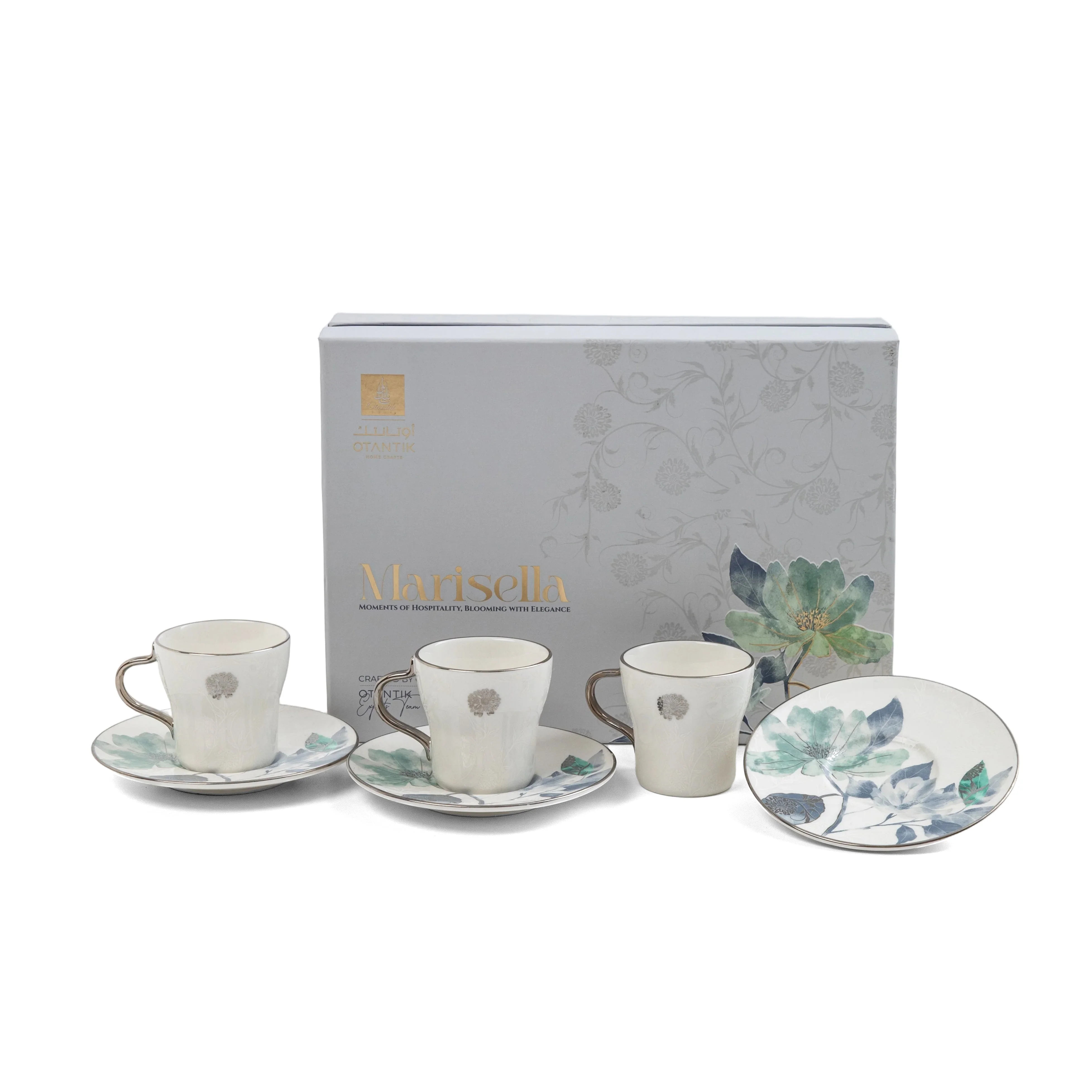 Marisella - Cappuccino Set (12-Pc) - Blue & Silver - Image 6
