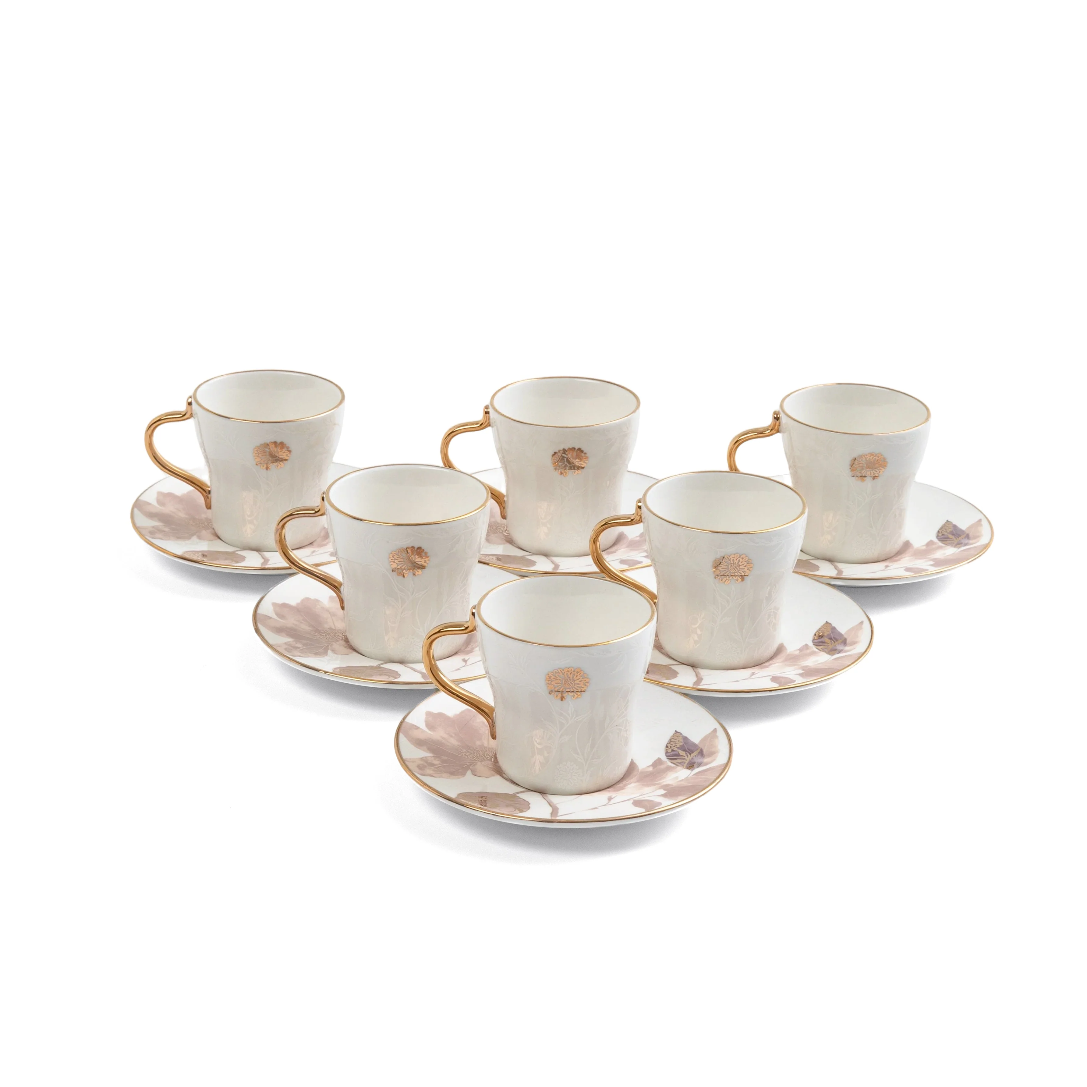 Marisella - Cappuccino Set (12-Pc) - Pink & Gold - Image 3