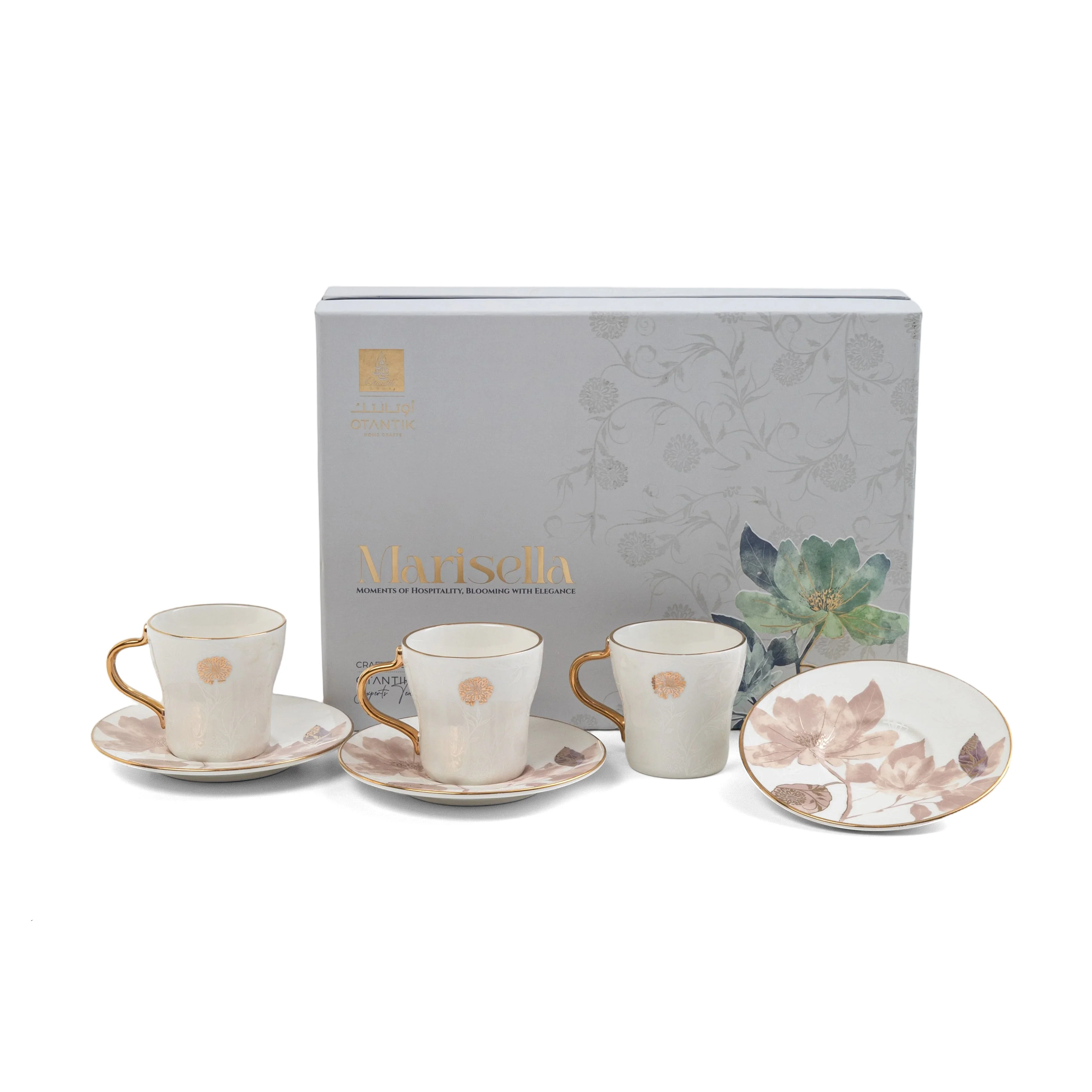 Marisella - Cappuccino Set (12-Pc) - Pink & Gold - Image 6
