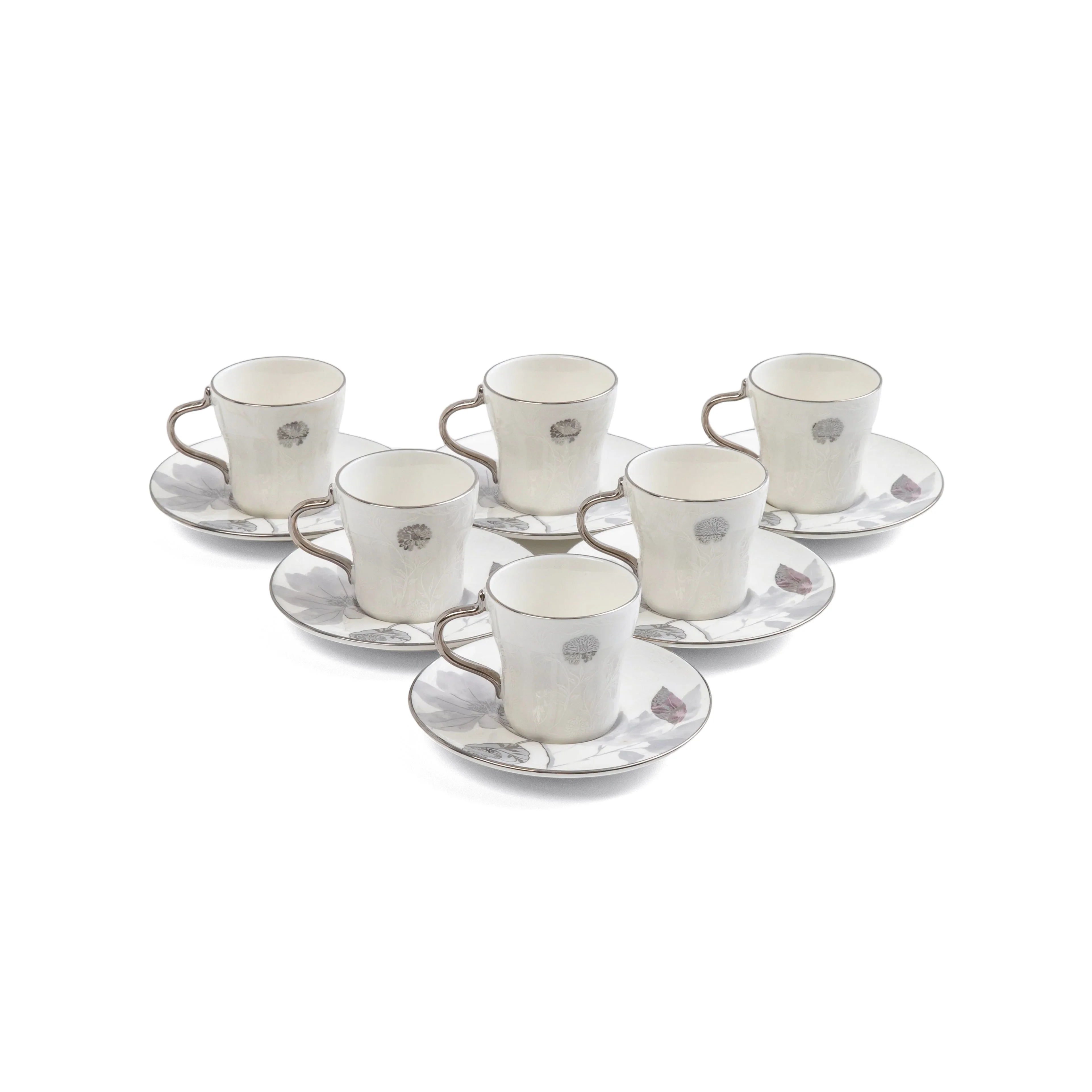 Marisella - Espresso/Turkish Coffee Set (12-Pc) - Grey & Silver - Image 3