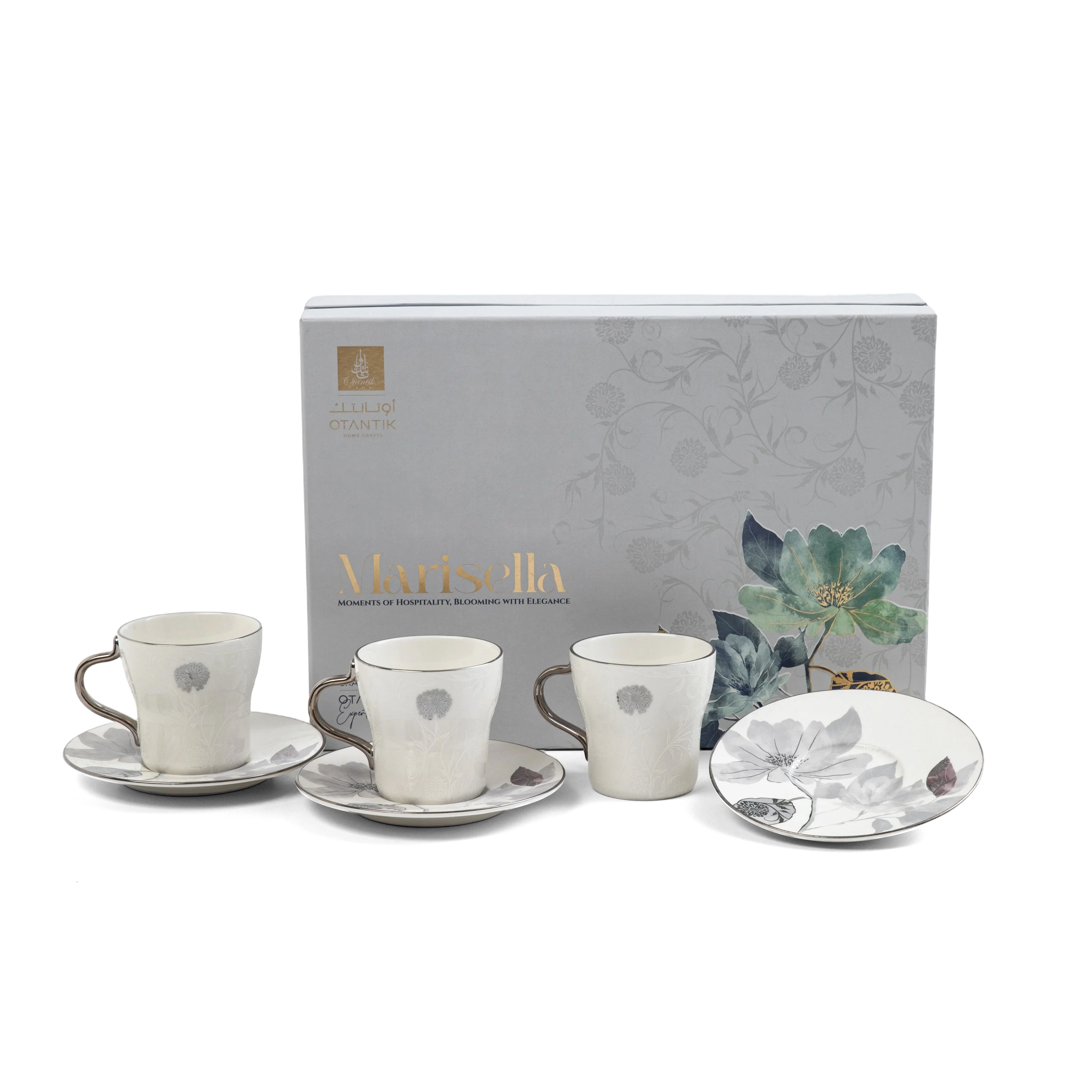 Marisella - Espresso/Turkish Coffee Set (12-Pc) - Grey & Silver - Image 6