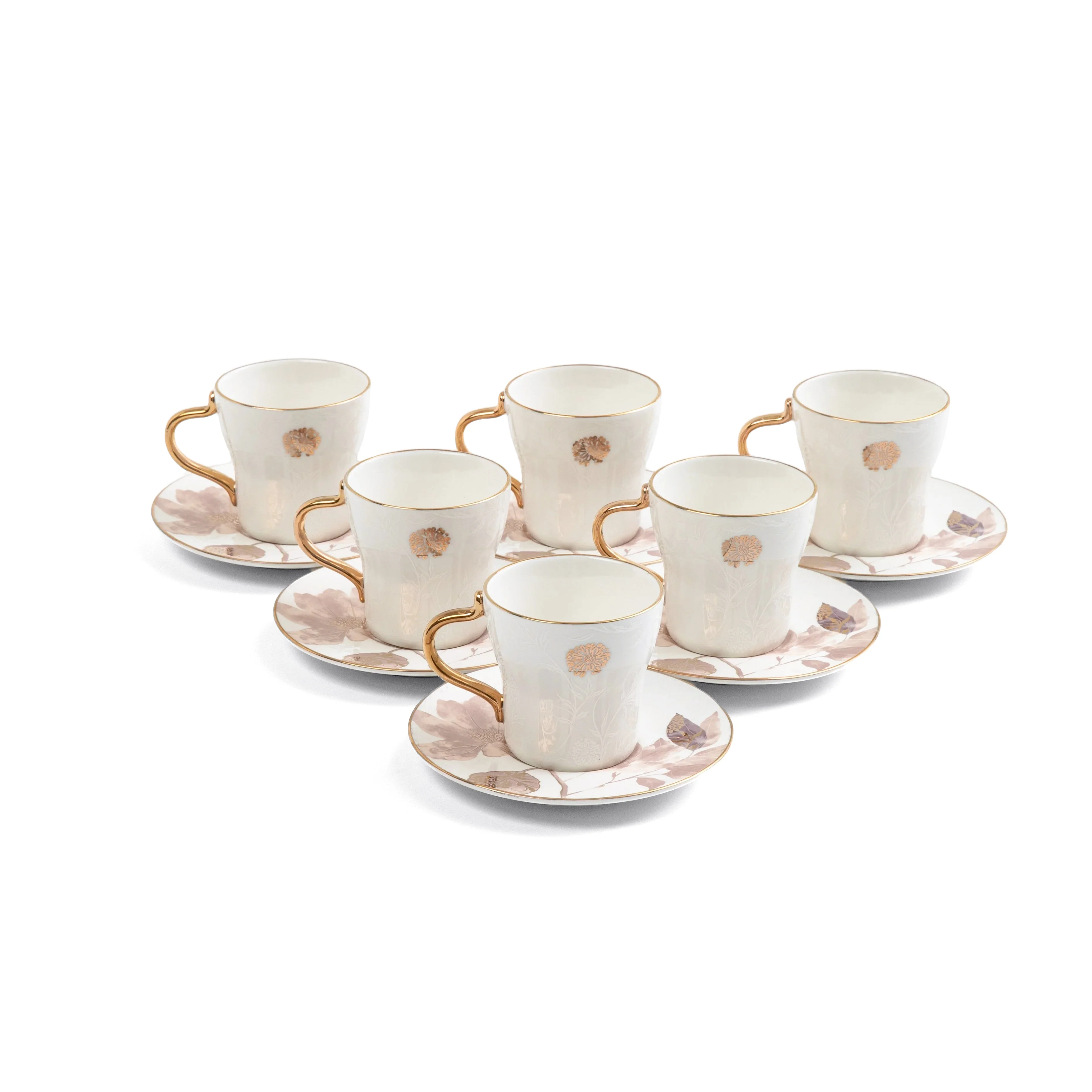 Marisella - Espresso/Turkish Coffee Set (12-Pc) - Pink & Gold - Image 3