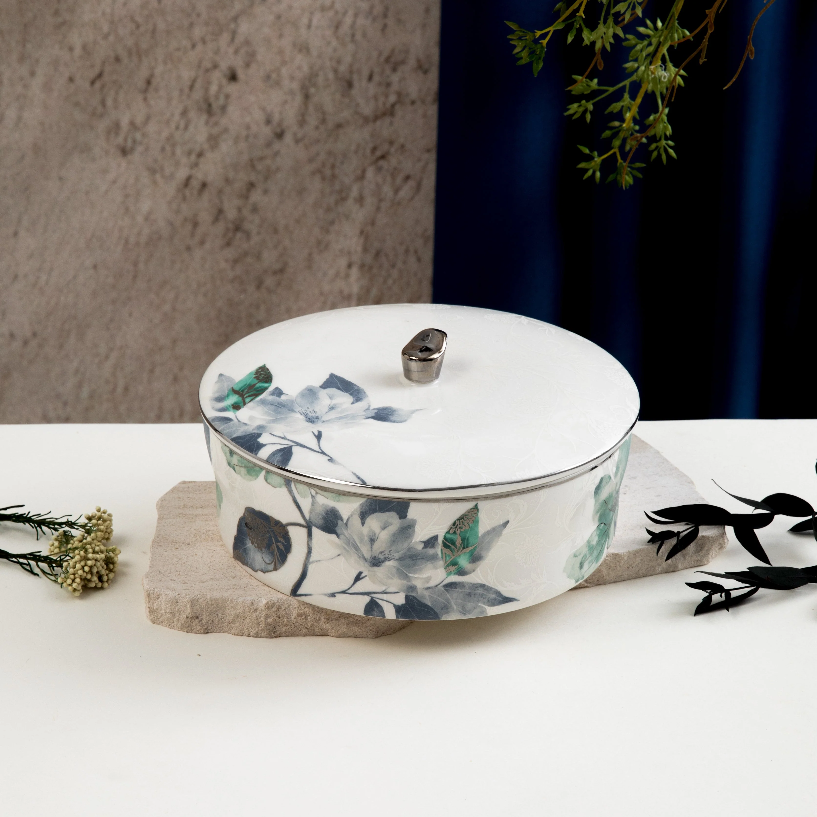 Marisella - Medium Decorative Canister - Blue & Silver