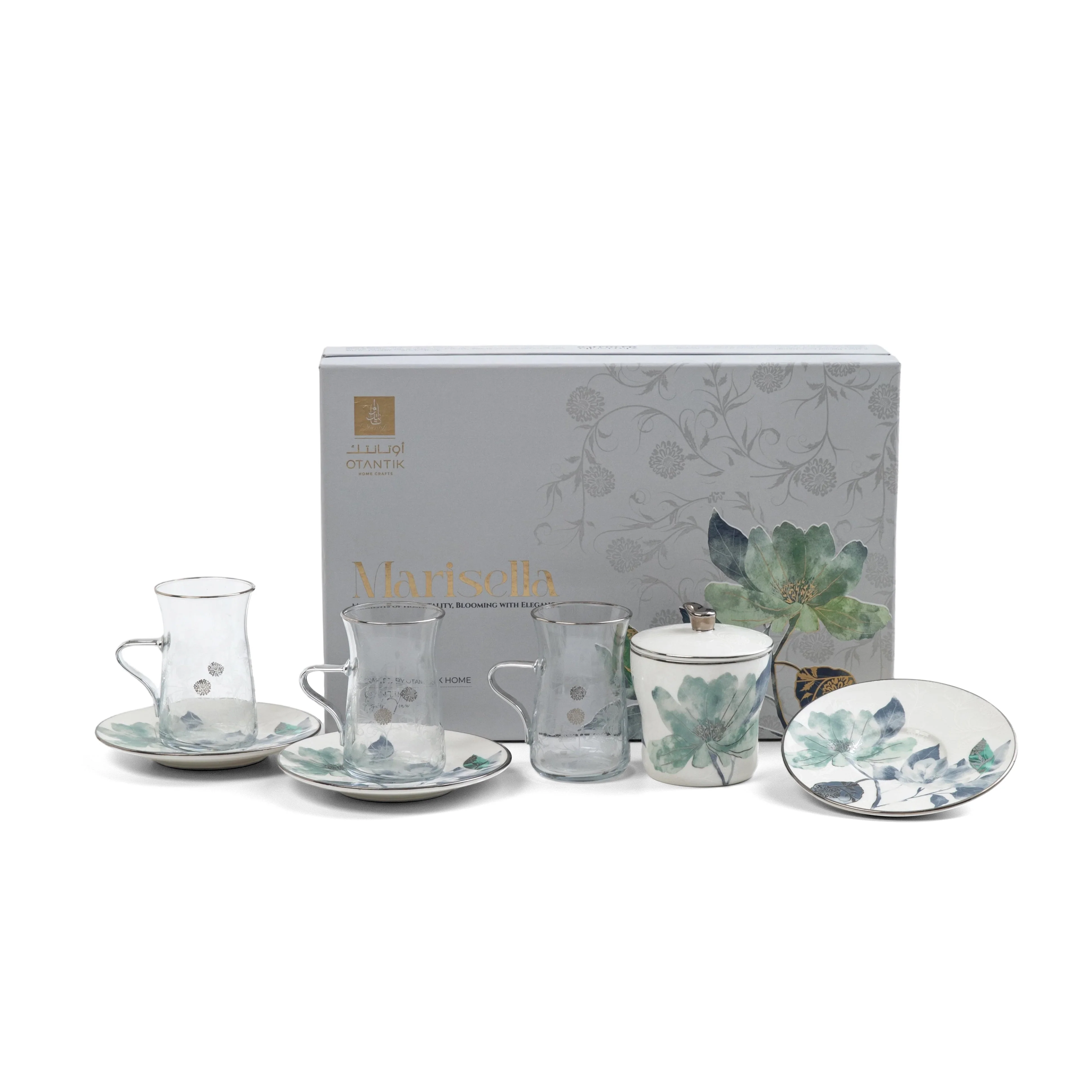 Marisella - Tea Set (13-Pc) - Blue & Silver - Image 7