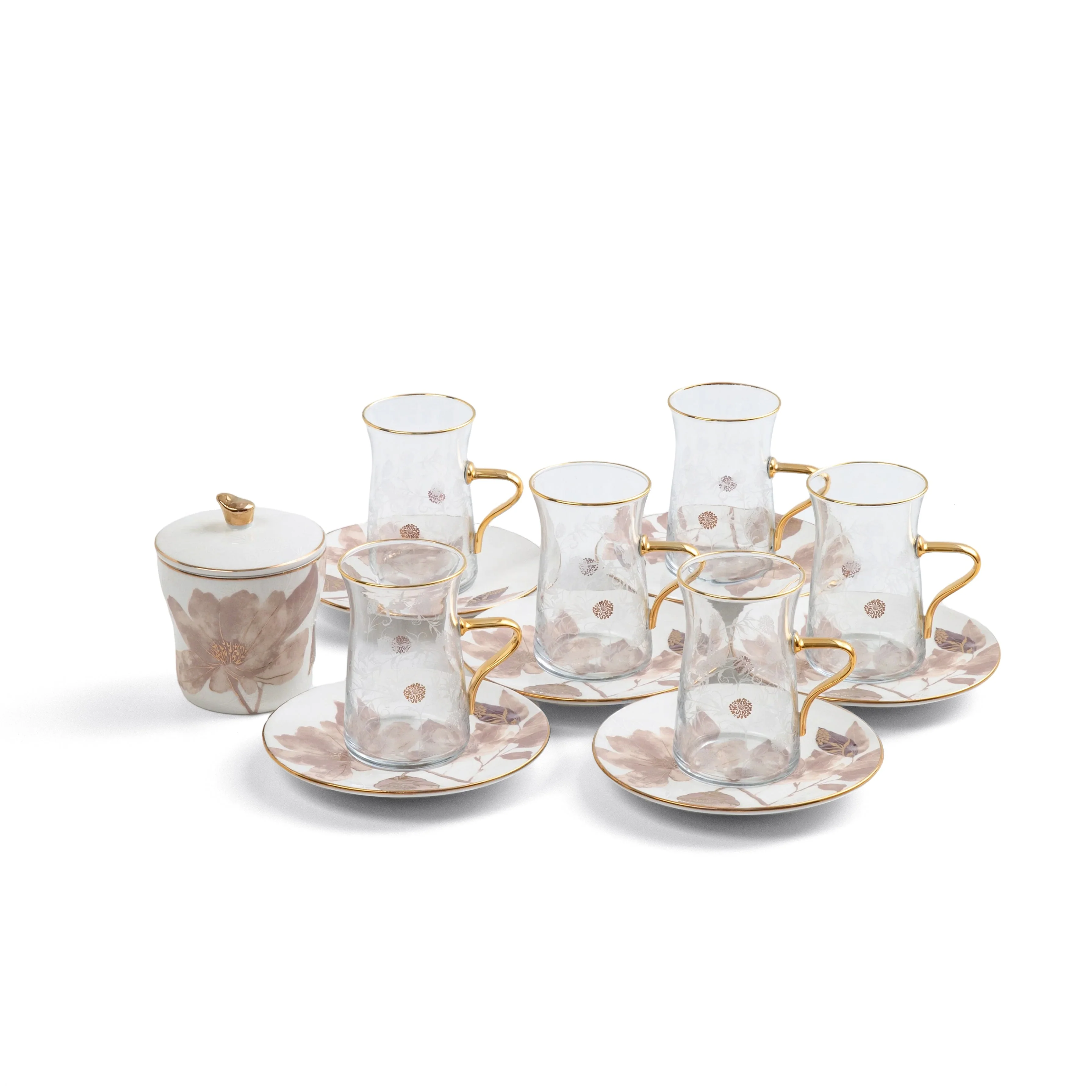 Marisella - Tea Set (13-Pc) - Pink & Gold - Image 2