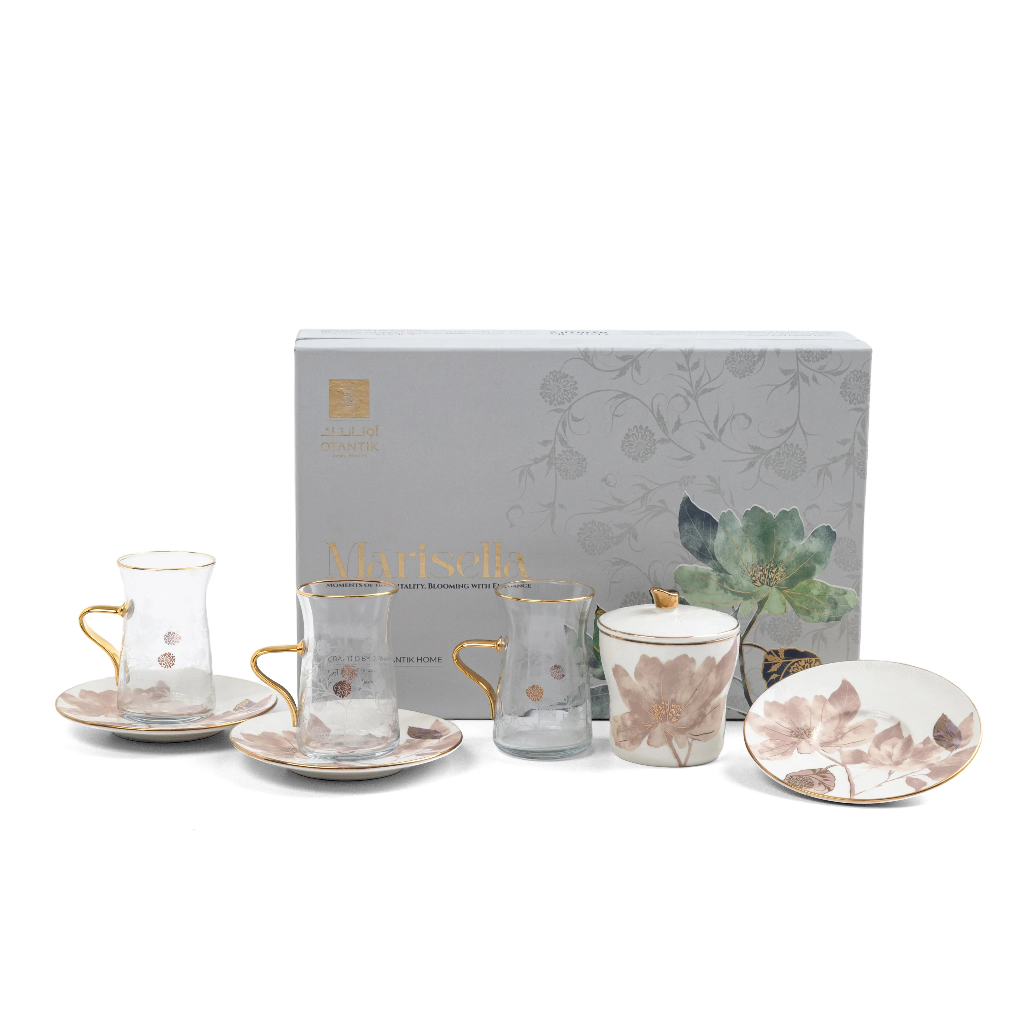 Marisella - Tea Set (13-Pc) - Pink & Gold - Image 6