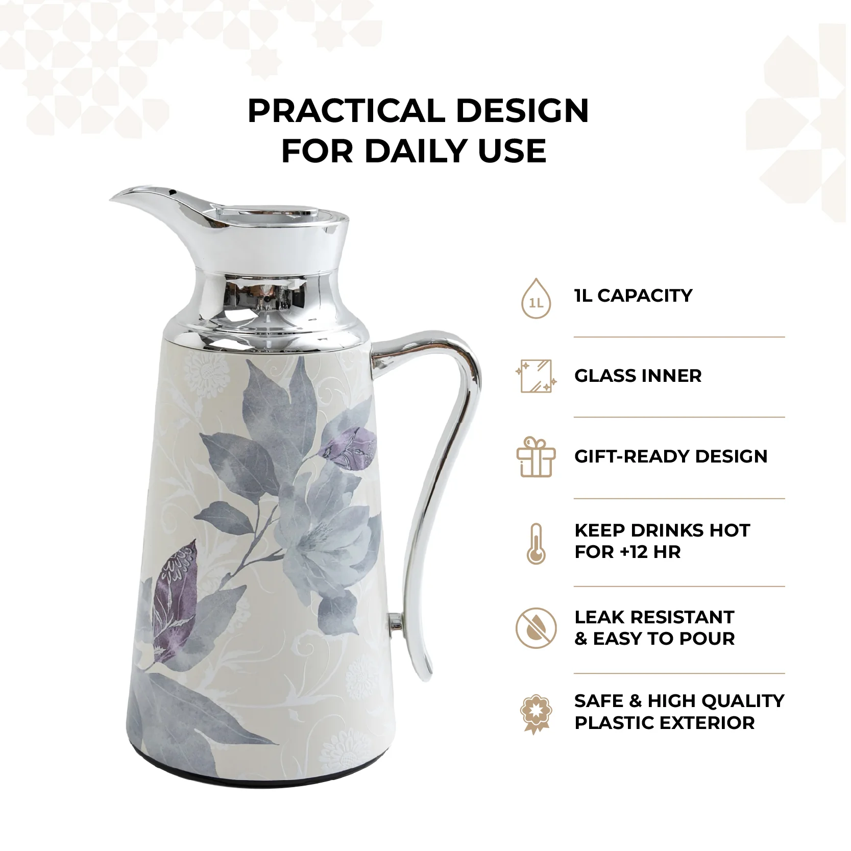 Marisella - Vacuum Flask / Thermos - Grey & Silver - Image 3