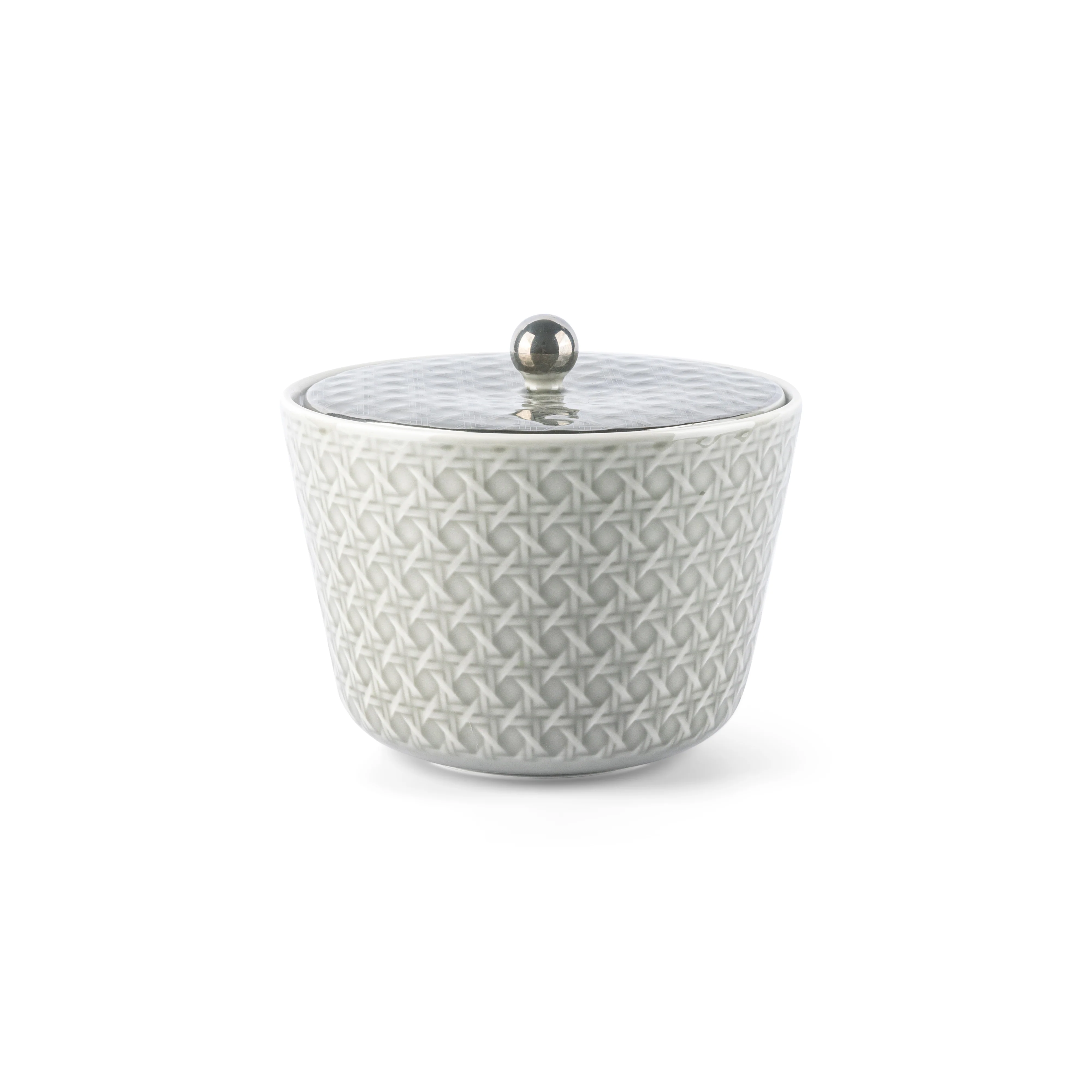 Rattan- Medium Jar - Grey & Gold - Image 2