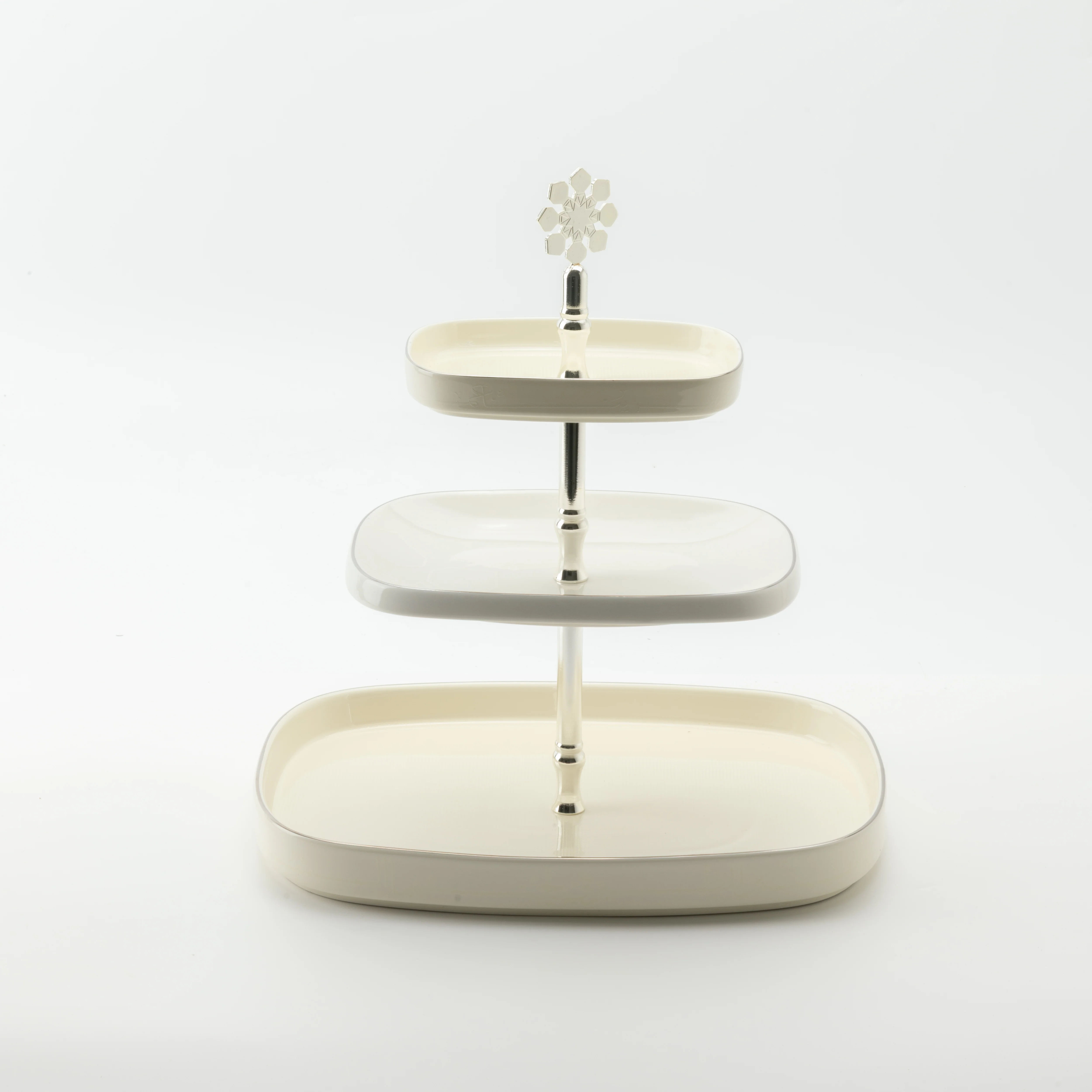 Mirral - 3 Tier Plate - White & Silver - Image 5