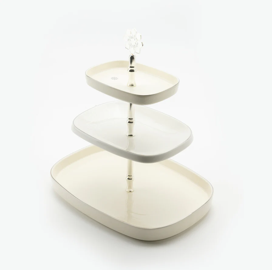 Mirral - 3 Tier Plate - White & Silver - Image 6