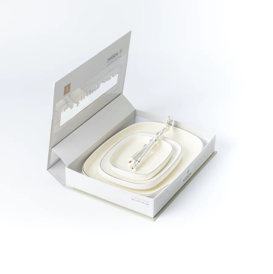 Mirral - 3 Tier Plate - White & Silver - Image 7