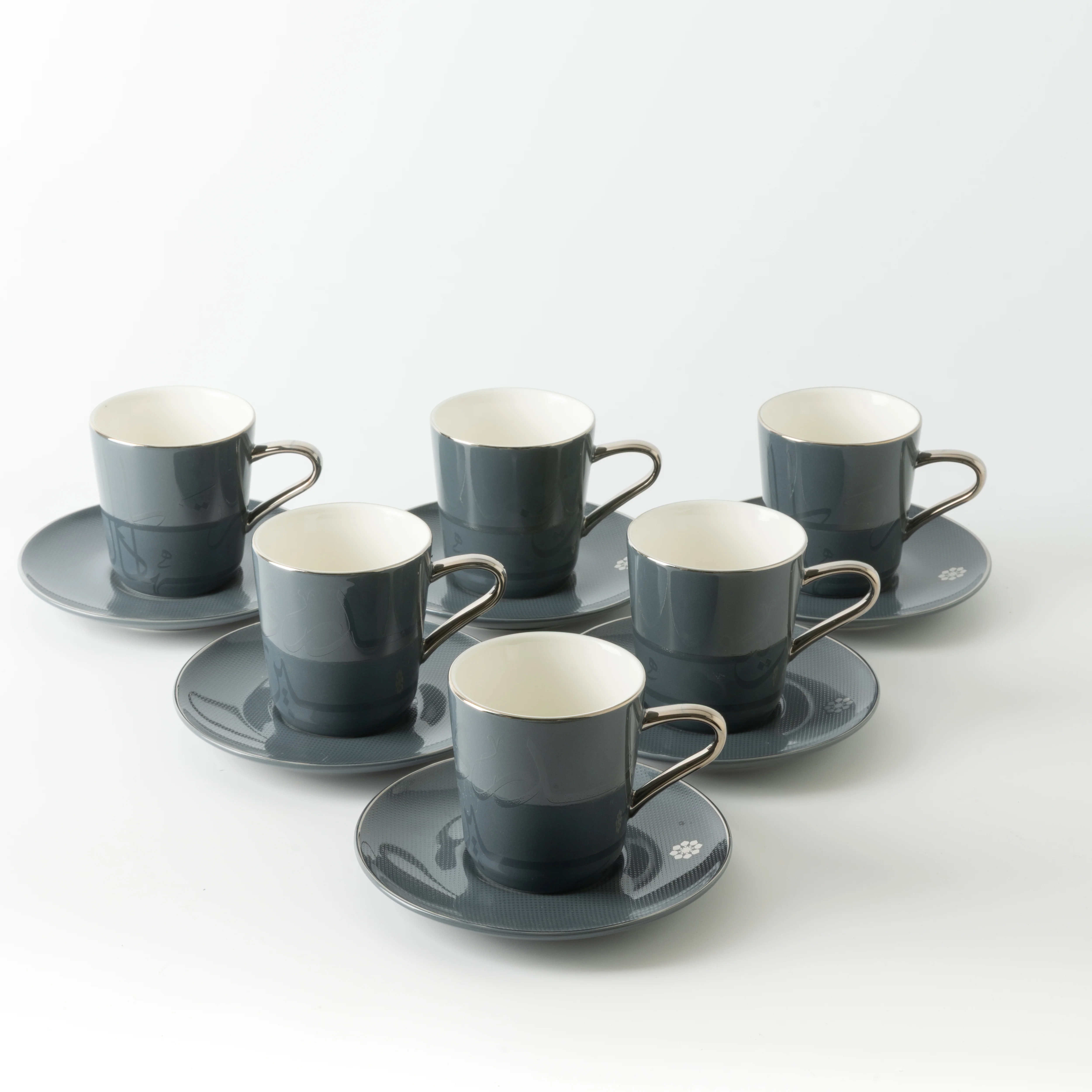 Mirral - Cappuccino Set (12-Pc) - Dark Blue & Silver - Image 7