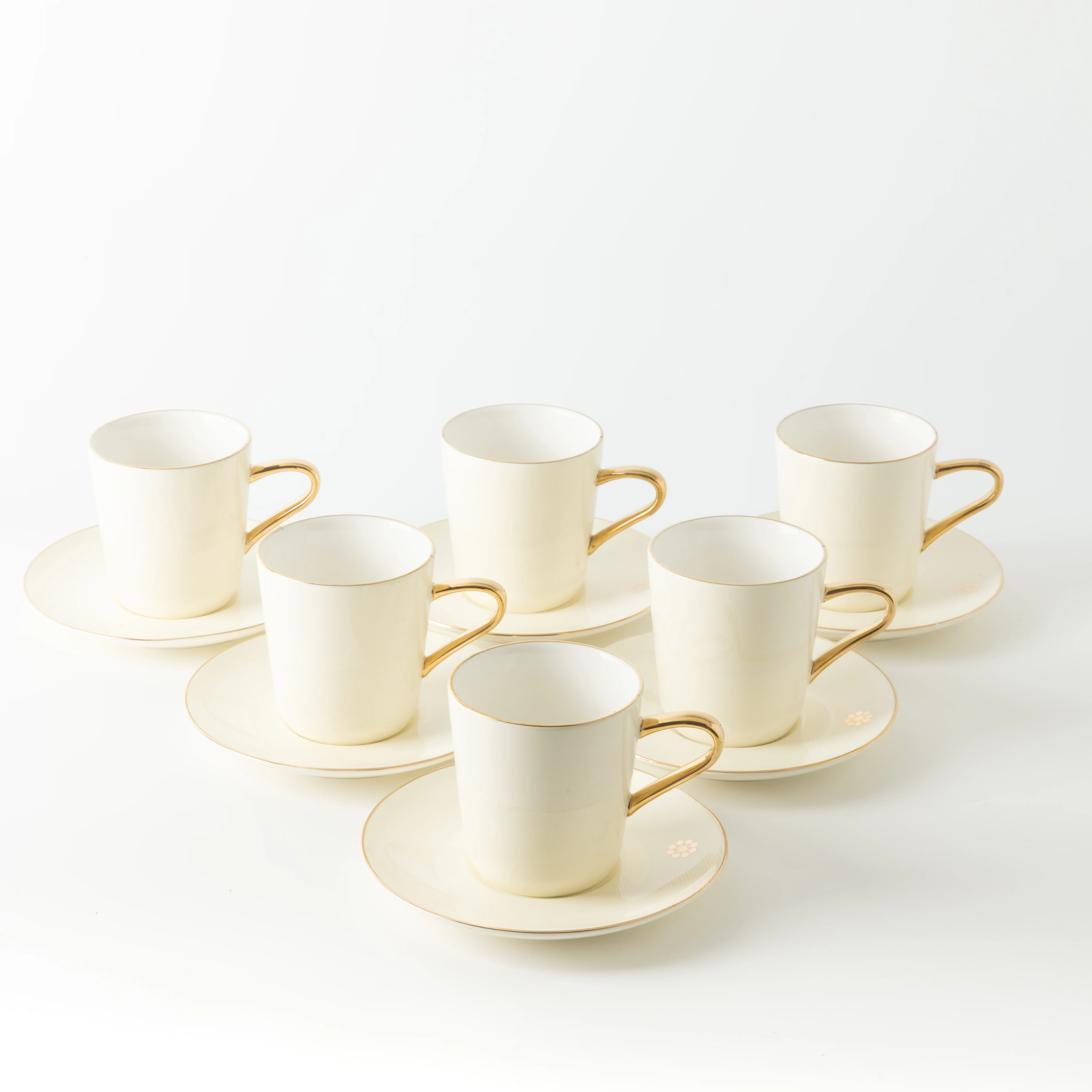 Mirral - Cappuccino Set (12-Pc) - White & Gold - Image 8